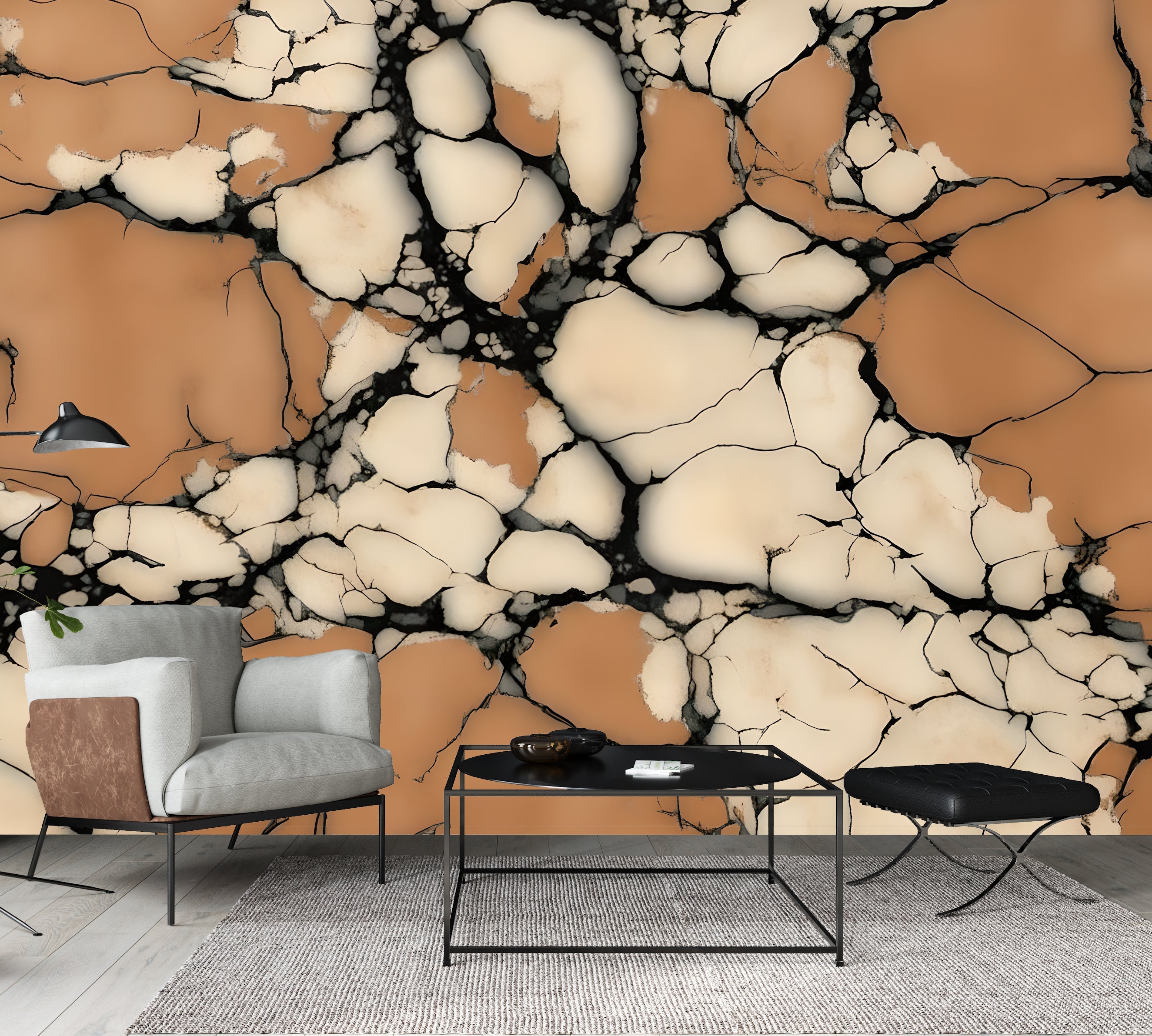 Terracotta Stone — Abstract Luxury Wallpaper Mural