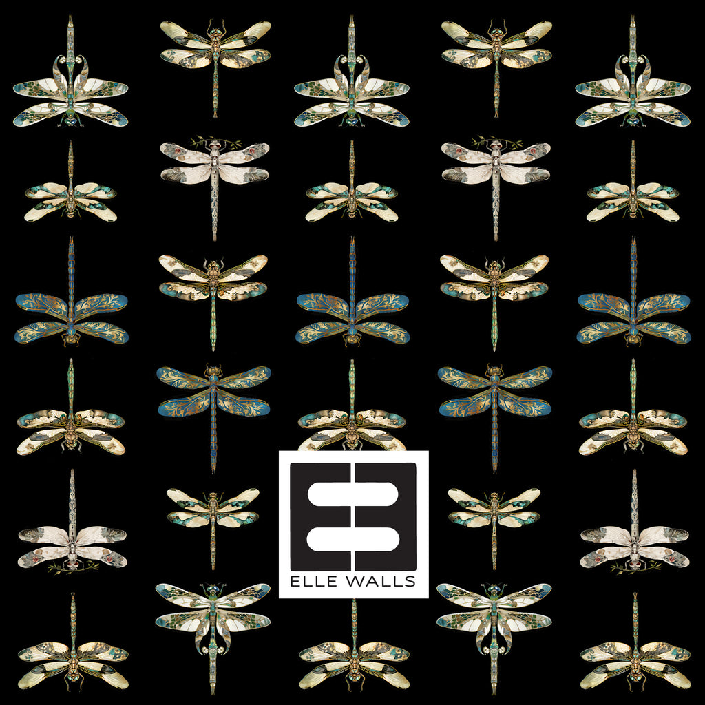 Mystic Dragonfly — Classic Stripes Luxury Wallpaper Mural