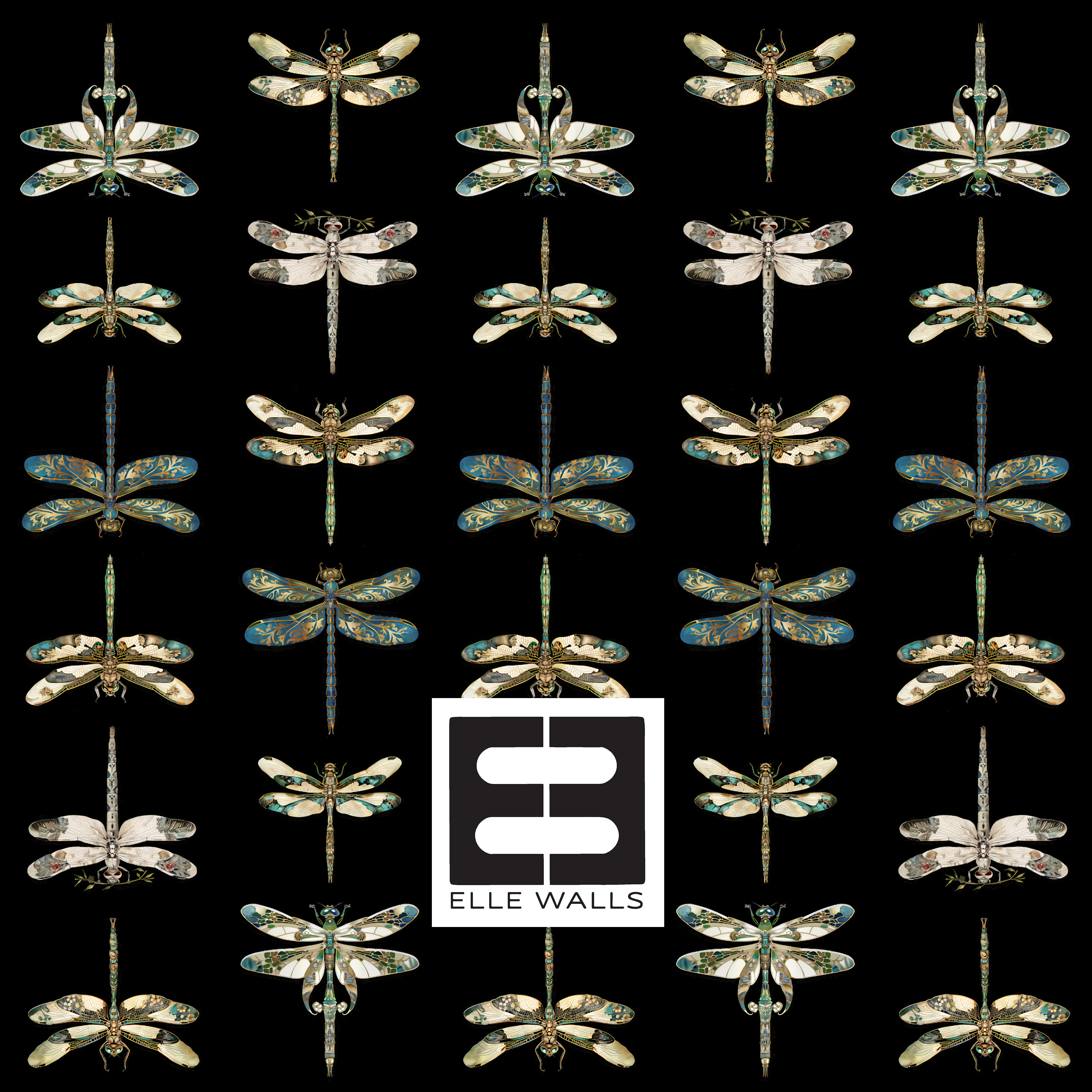 Mystic Dragonfly — Classic Stripes Luxury Wallpaper Mural