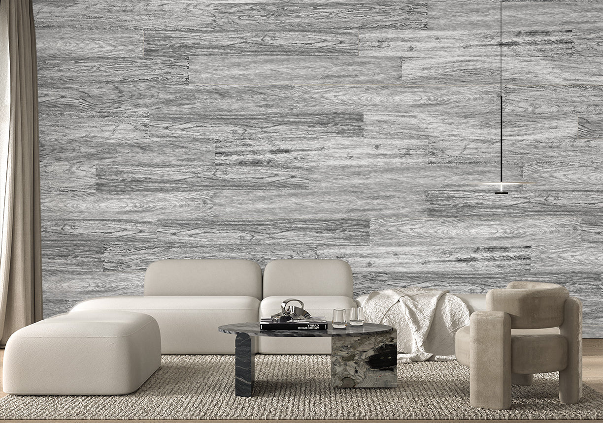 Woodgrain Wallpaper Plank/Tile - Gray