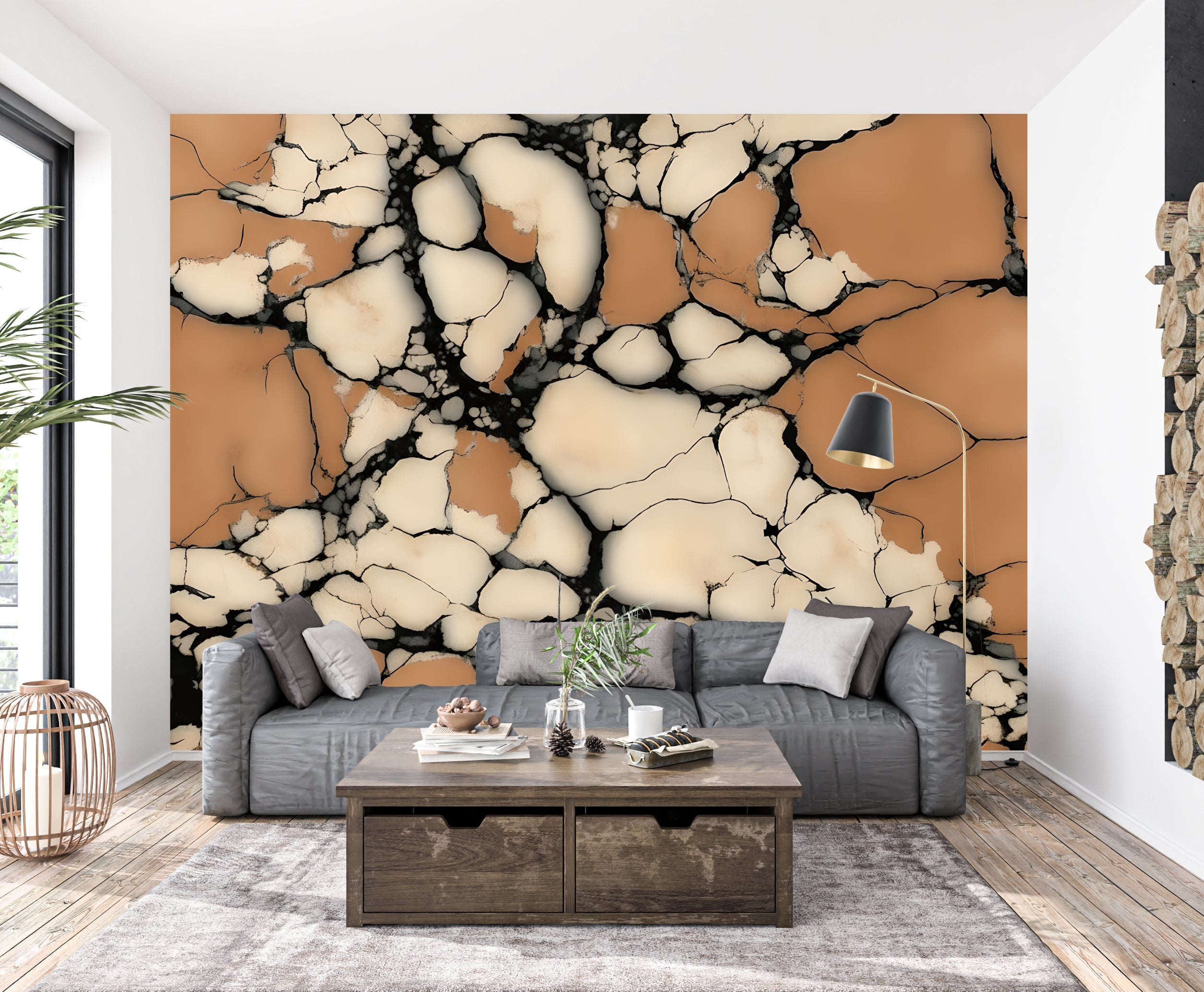 Terracotta Stone — Abstract Luxury Wallpaper Mural