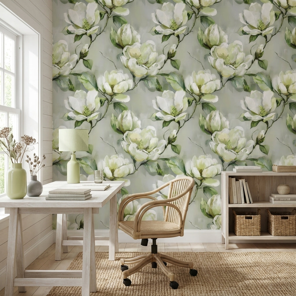 Magnolia Bloom —  Bold Florals Luxury Wallpaper