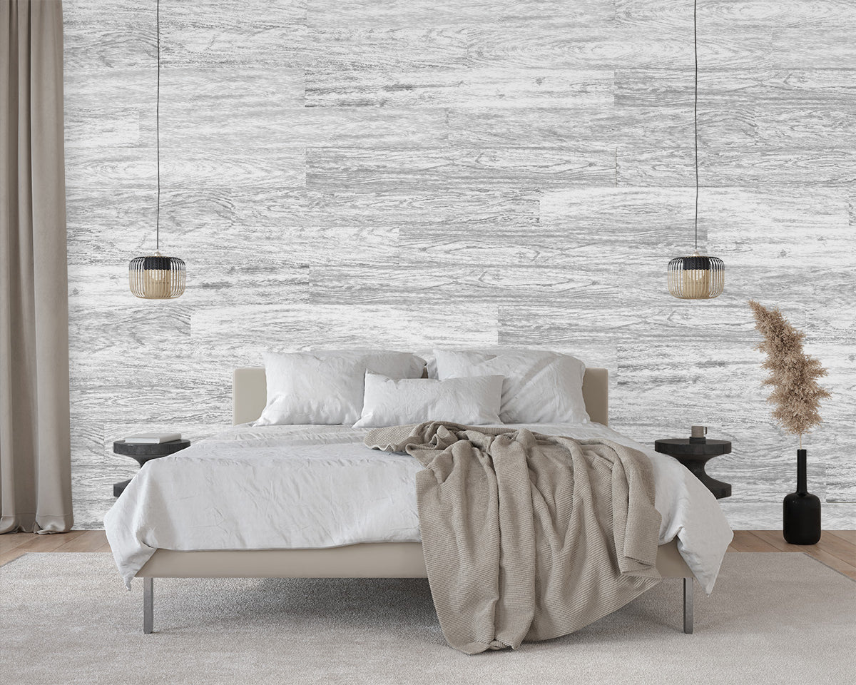 Woodgrain Wallpaper Plank/Tile - Light Gray