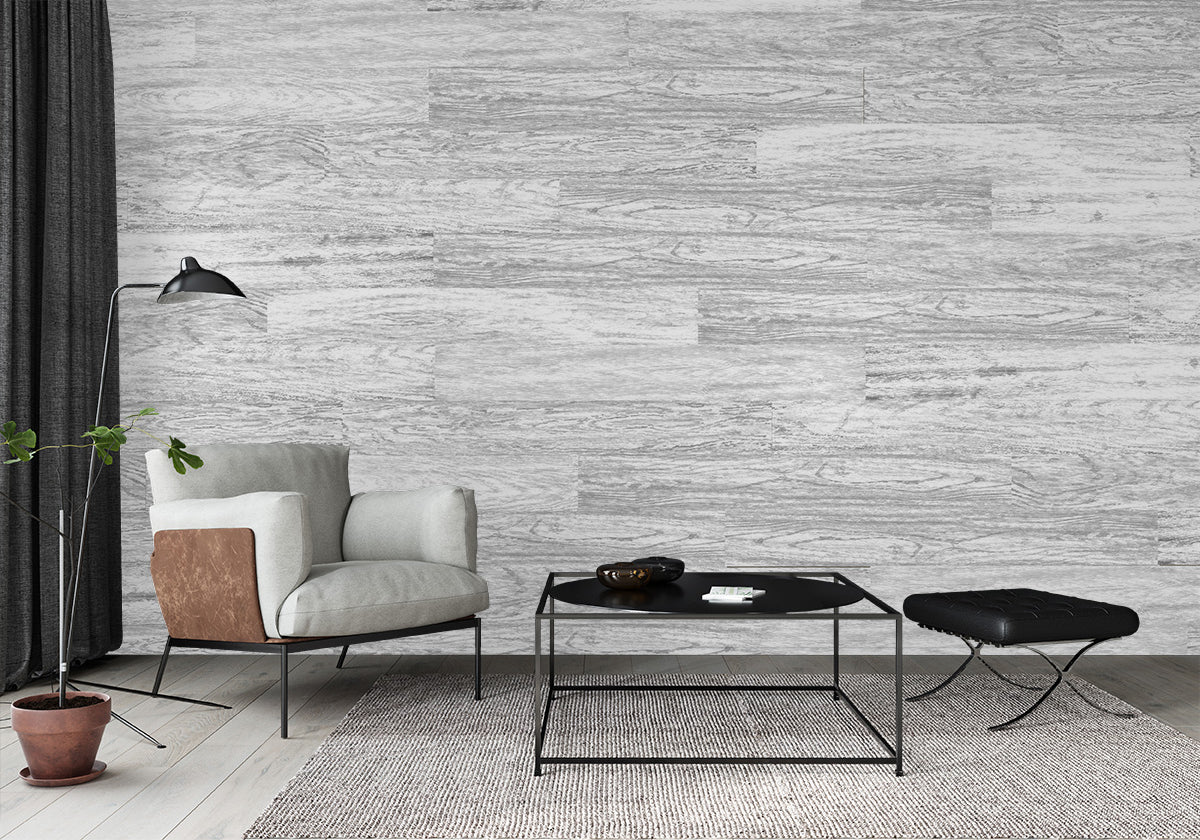 Woodgrain Wallpaper Plank/Tile - Light Gray