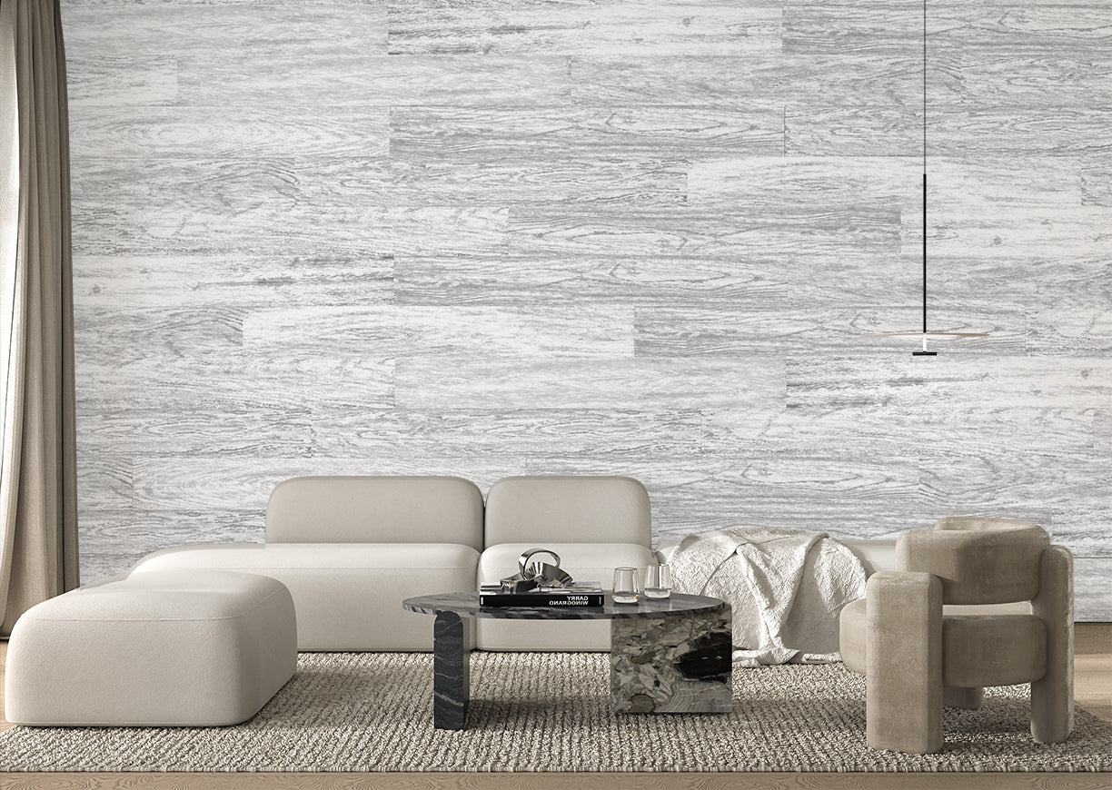 Woodgrain Wallpaper Plank/Tile - Light Gray