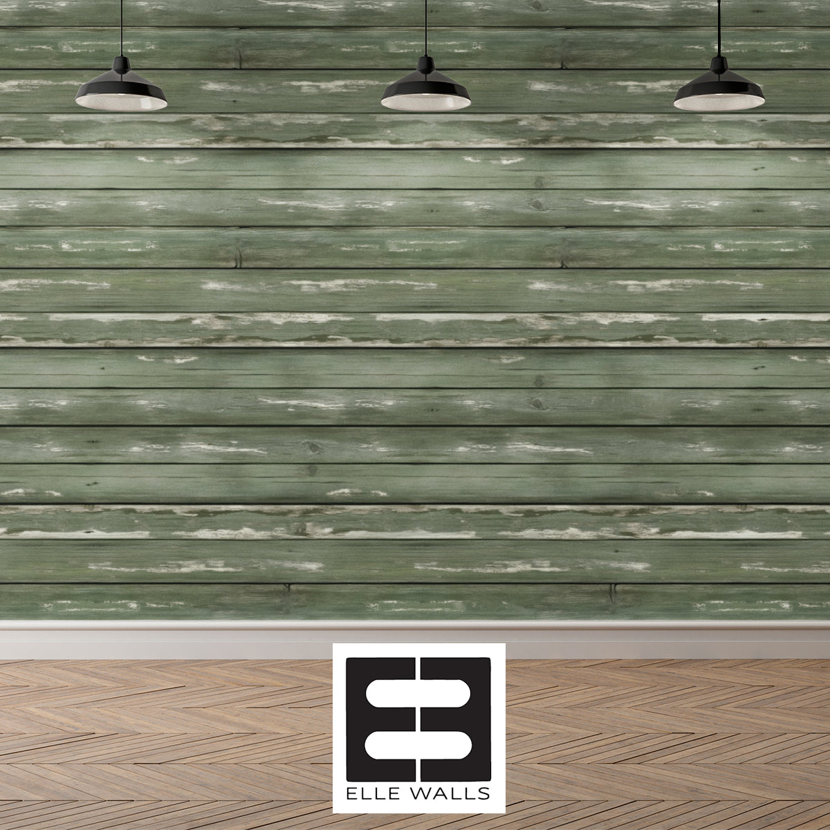Weathered Sage Plank  —  Rustic Farmhouse Luxury Wallpaper Mural