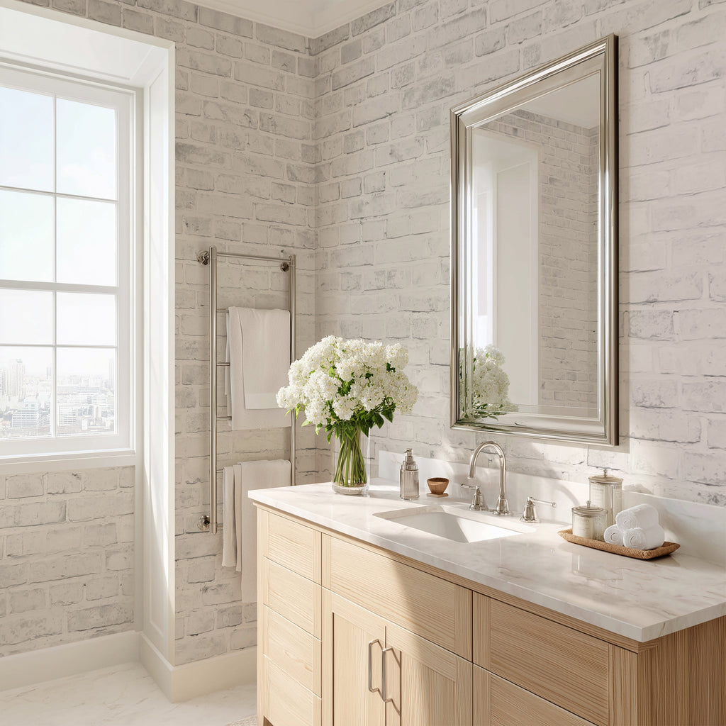 Whitewash Brick — Rustic Farmhouse Luxury Wallpaper Mural