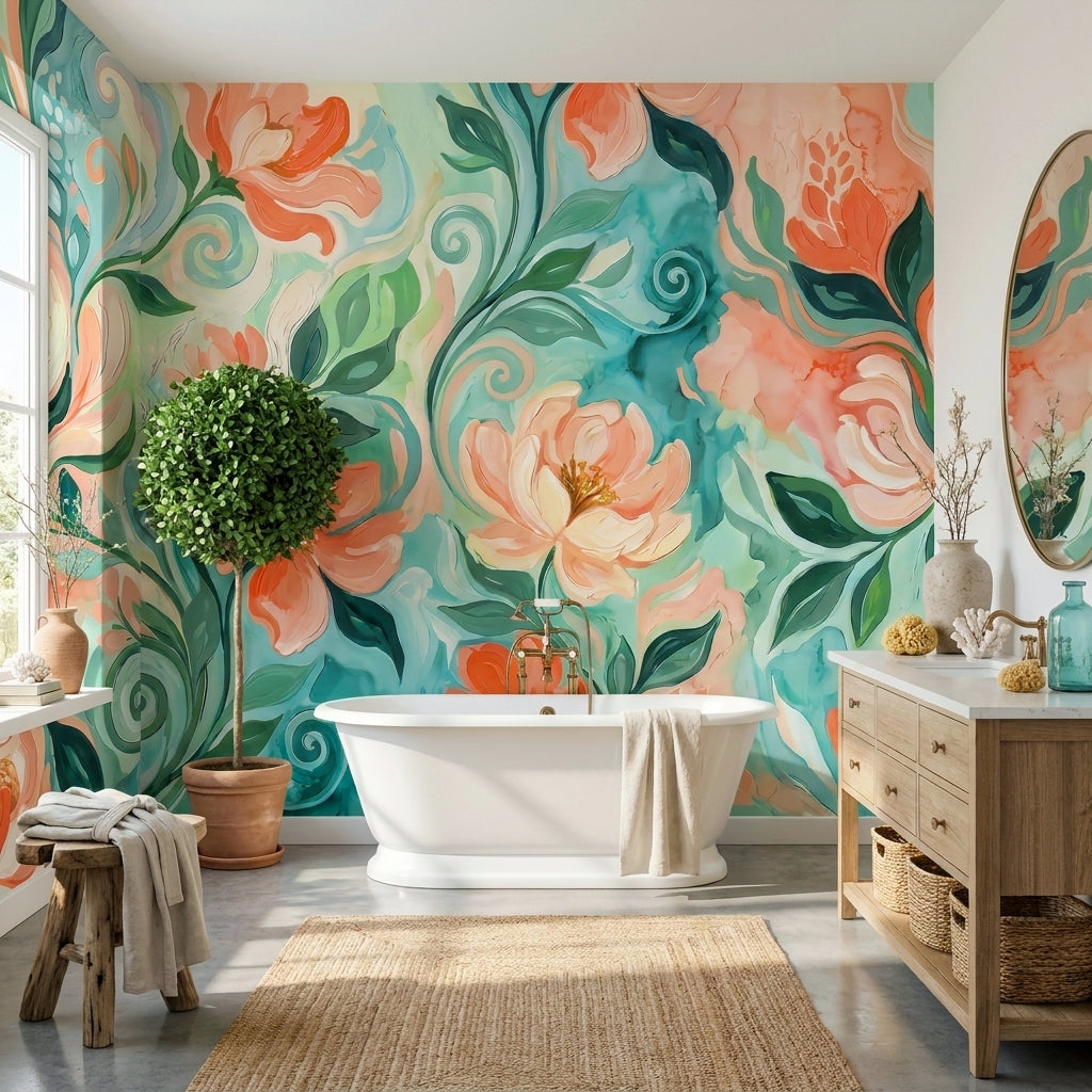 Coral Waltz —  Bold Florals Luxury Wallpaper