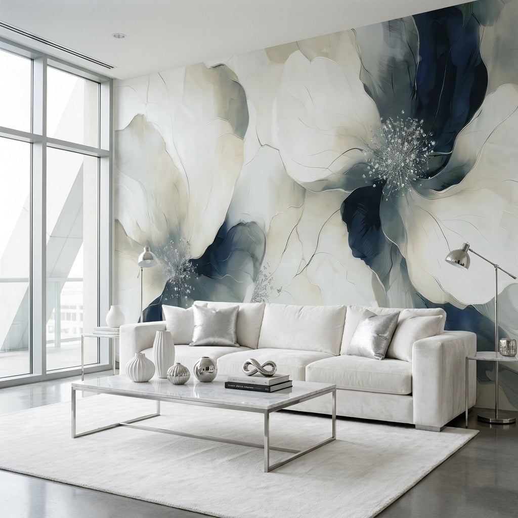 Blue Blooms - Bold Floral Luxury Wallpaper Murals