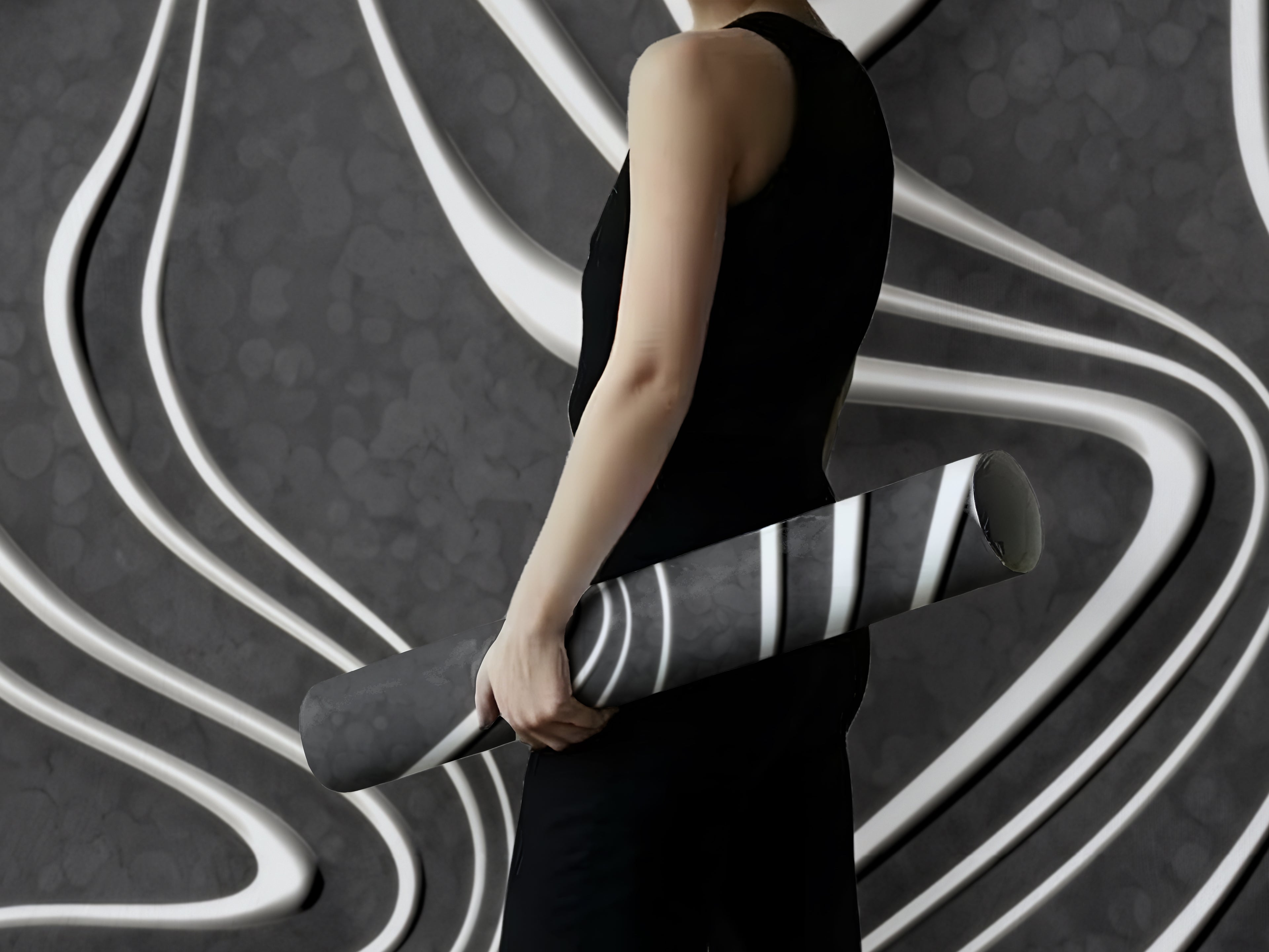 Charcoal Waves — Abstract Luxury Wallpaper Mural