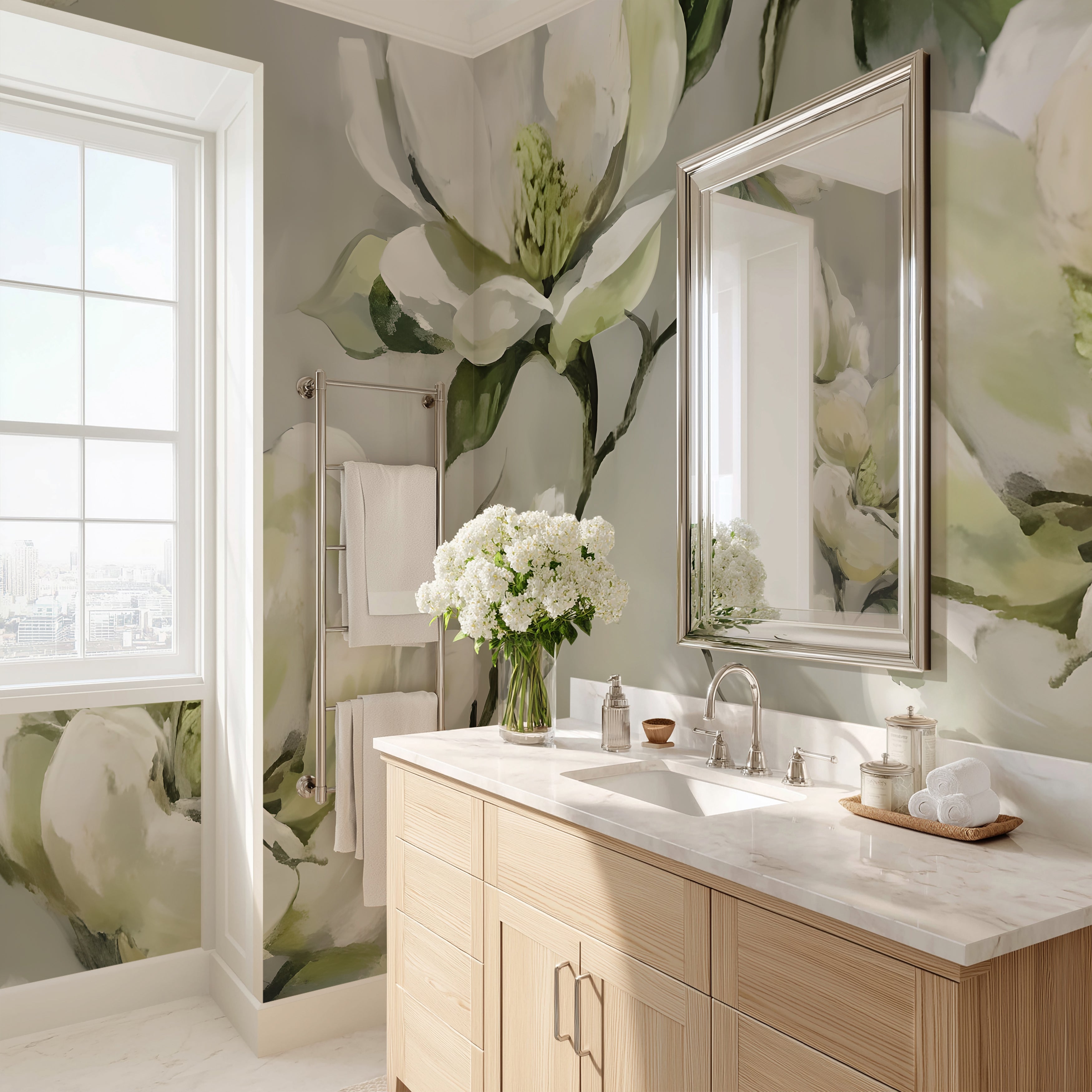 Watercolor Magnolias — Bold Florals Luxury Wallpaper Mural