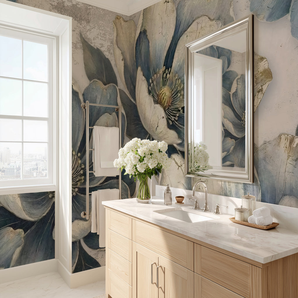 Indigo Bloom — Bold Florals Luxury Wallpaper Mural