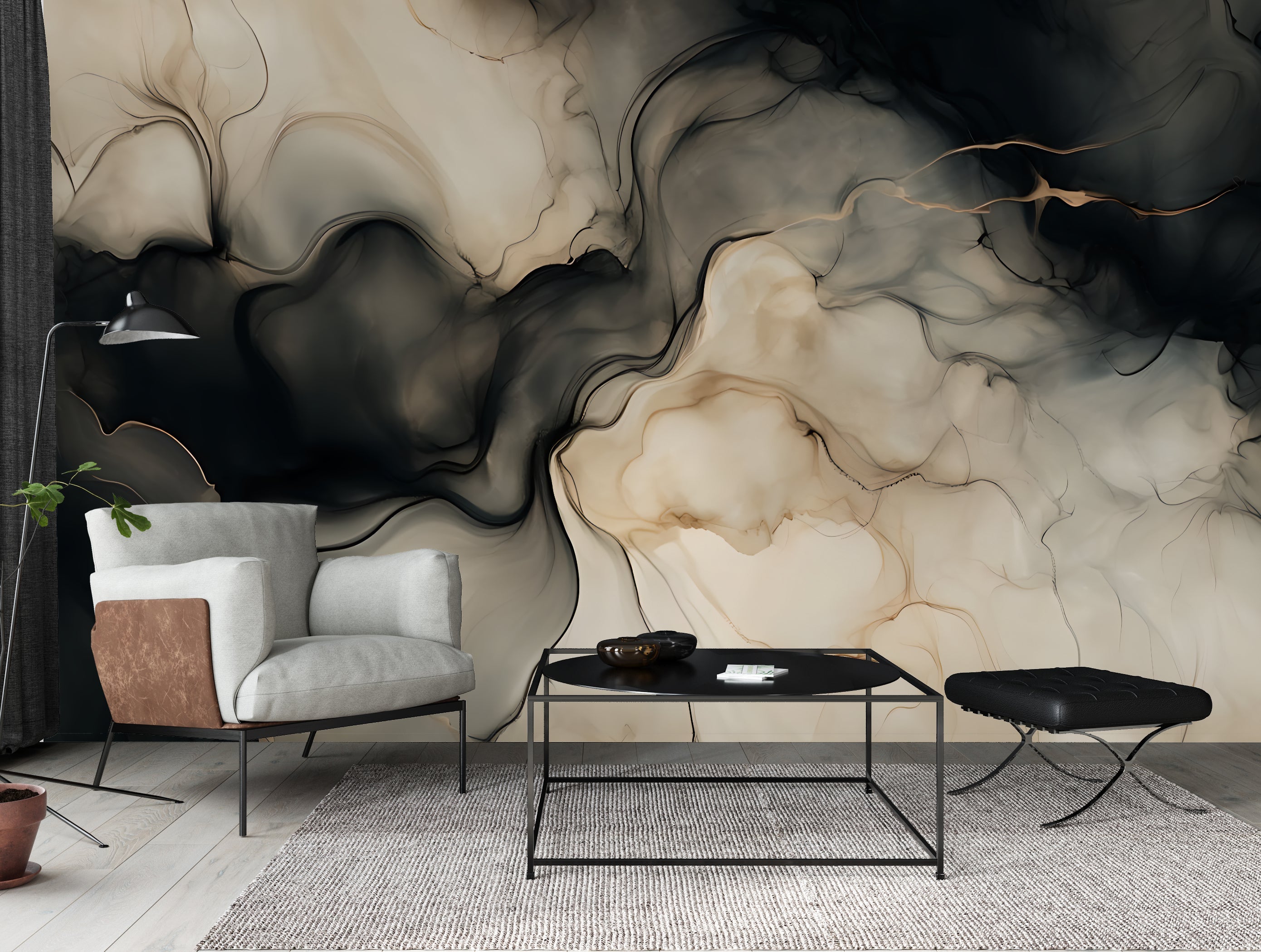 Smoke & Honey — Abstract Luxury Wallpaper Mural