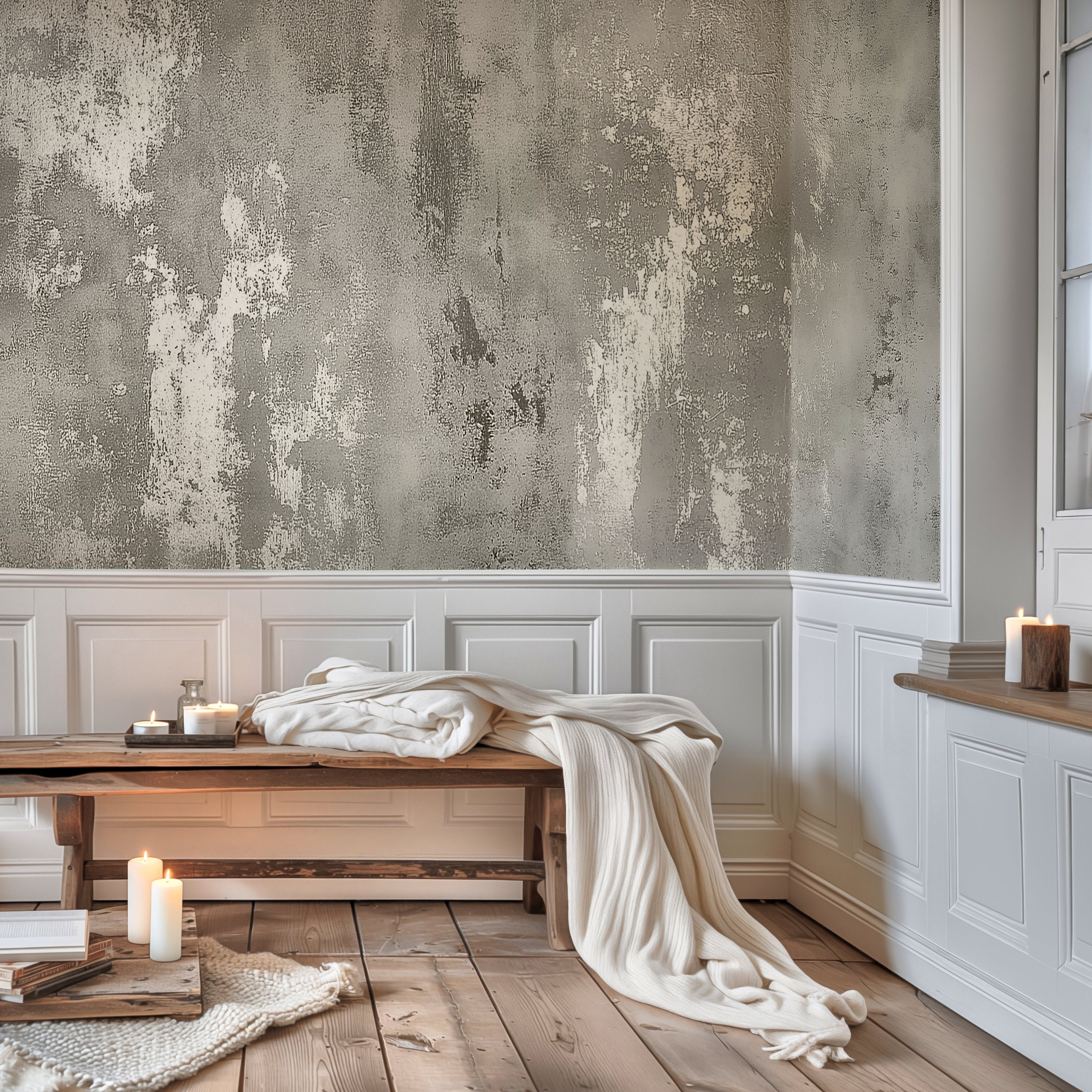 Gray & White Plaster — Luxe Textures Luxury Wallpaper Mural