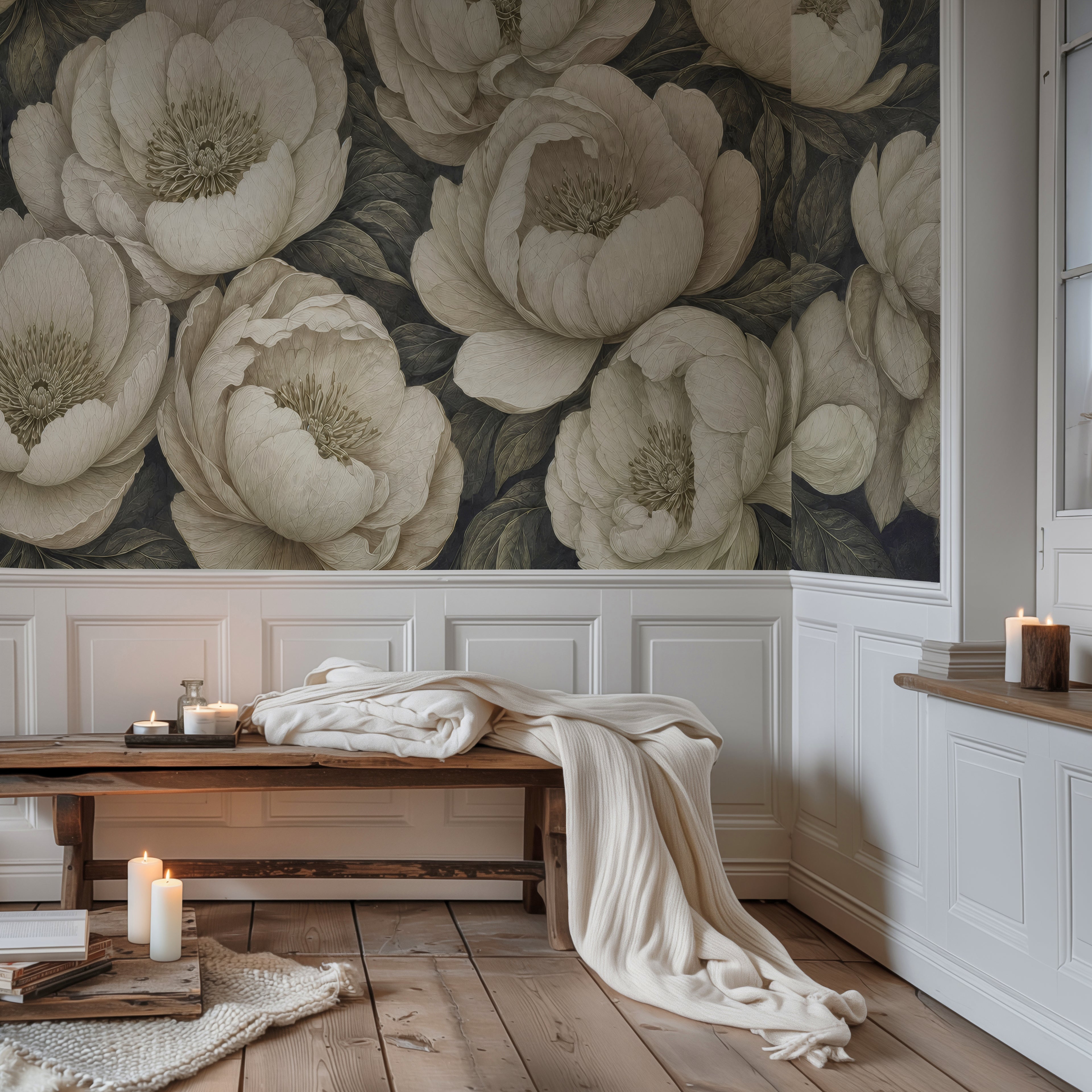 Sage Noir — Bold Florals Luxury Wallpaper Mural