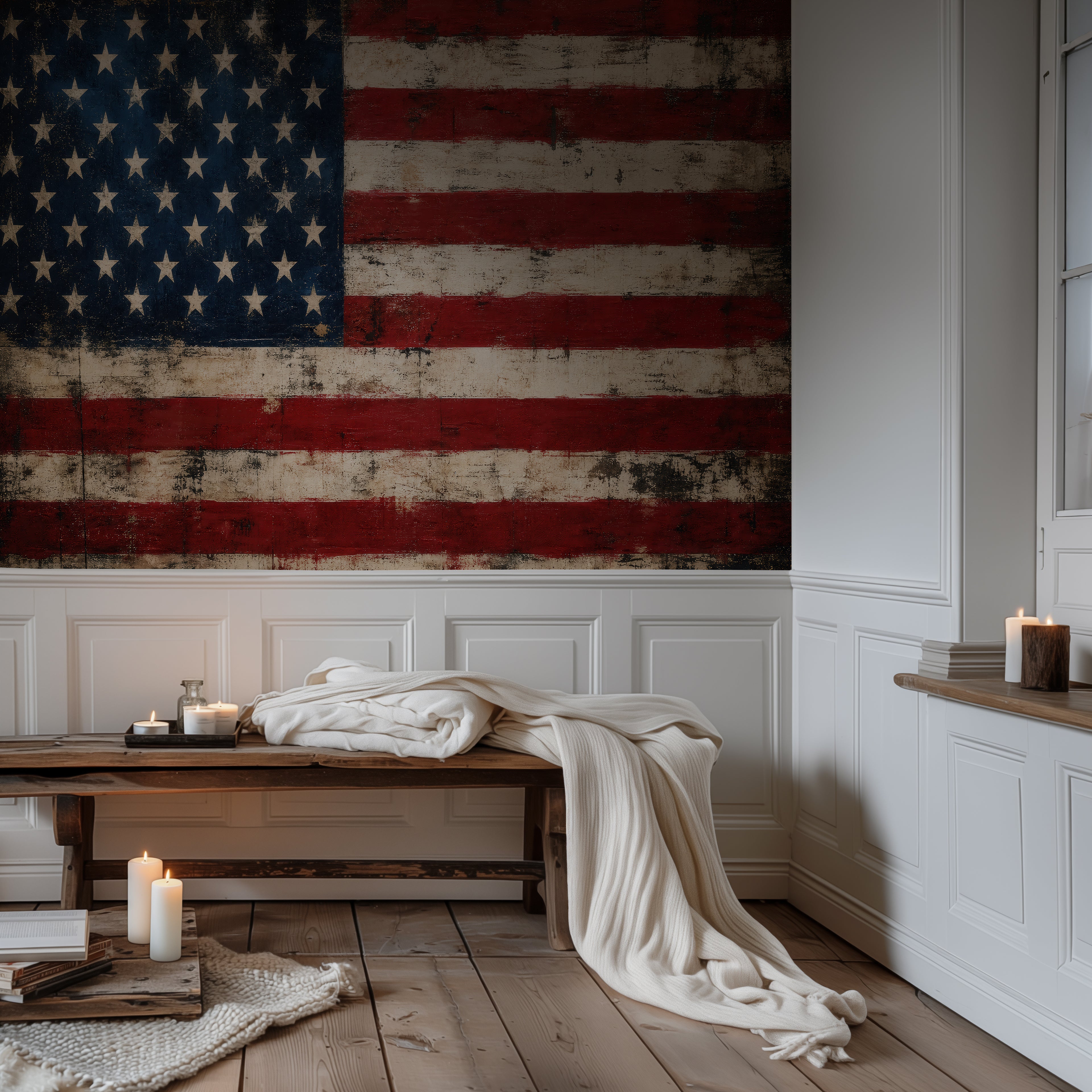 Old Glory — Rustic Farmhouse Luxury Wallpaper Mural
