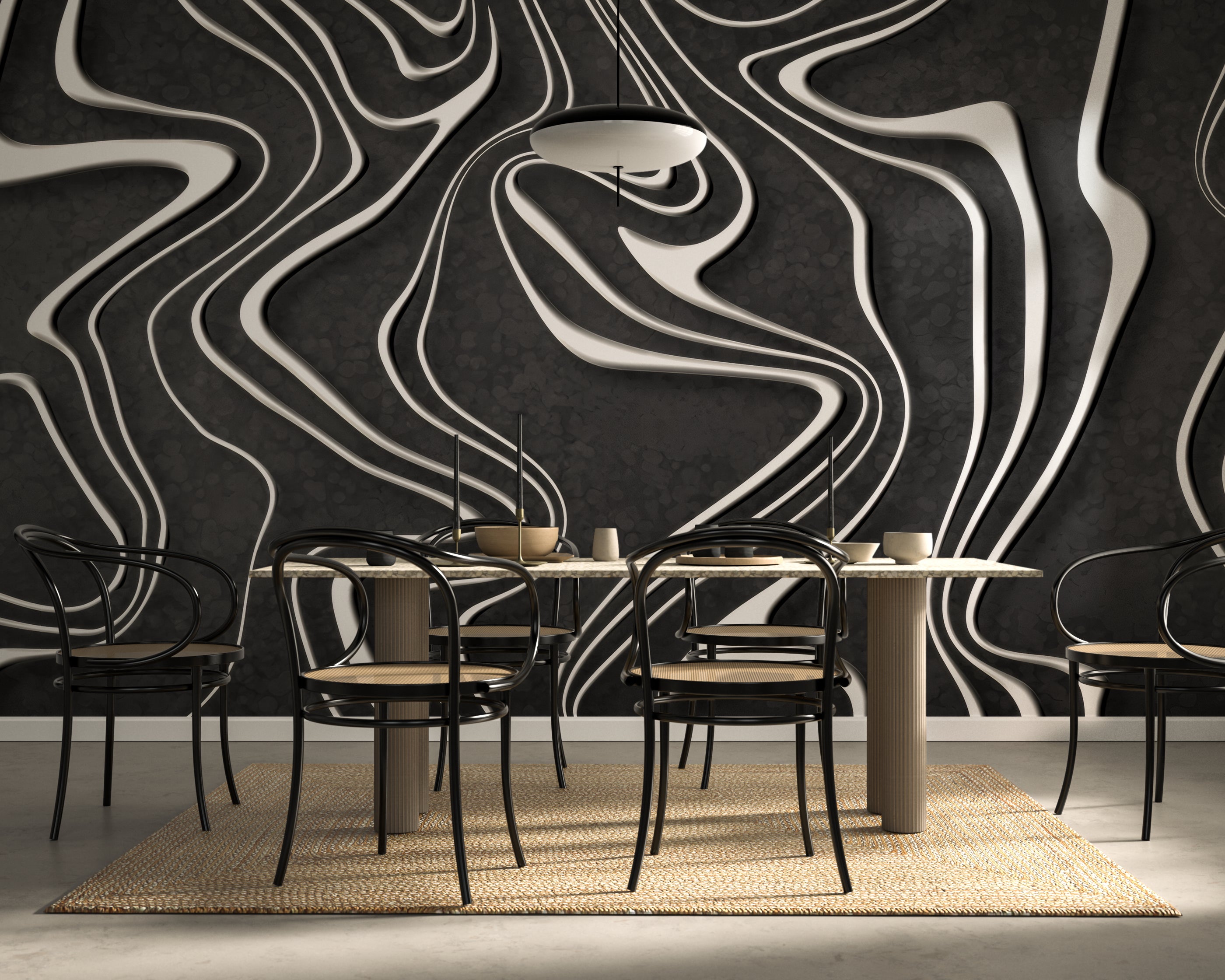 Charcoal Waves — Abstract Luxury Wallpaper Mural