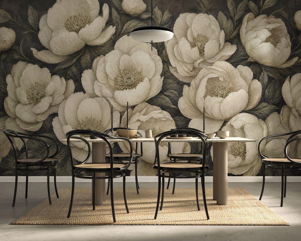 Sage Noir — Bold Florals Luxury Wallpaper Mural