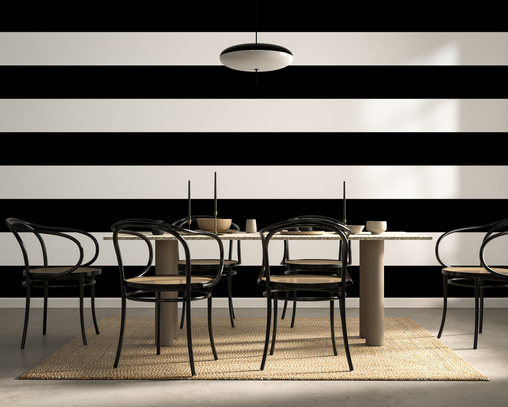 Black & White Horizontal Stripes — Classic Stripes Luxury Wallpaper Mural