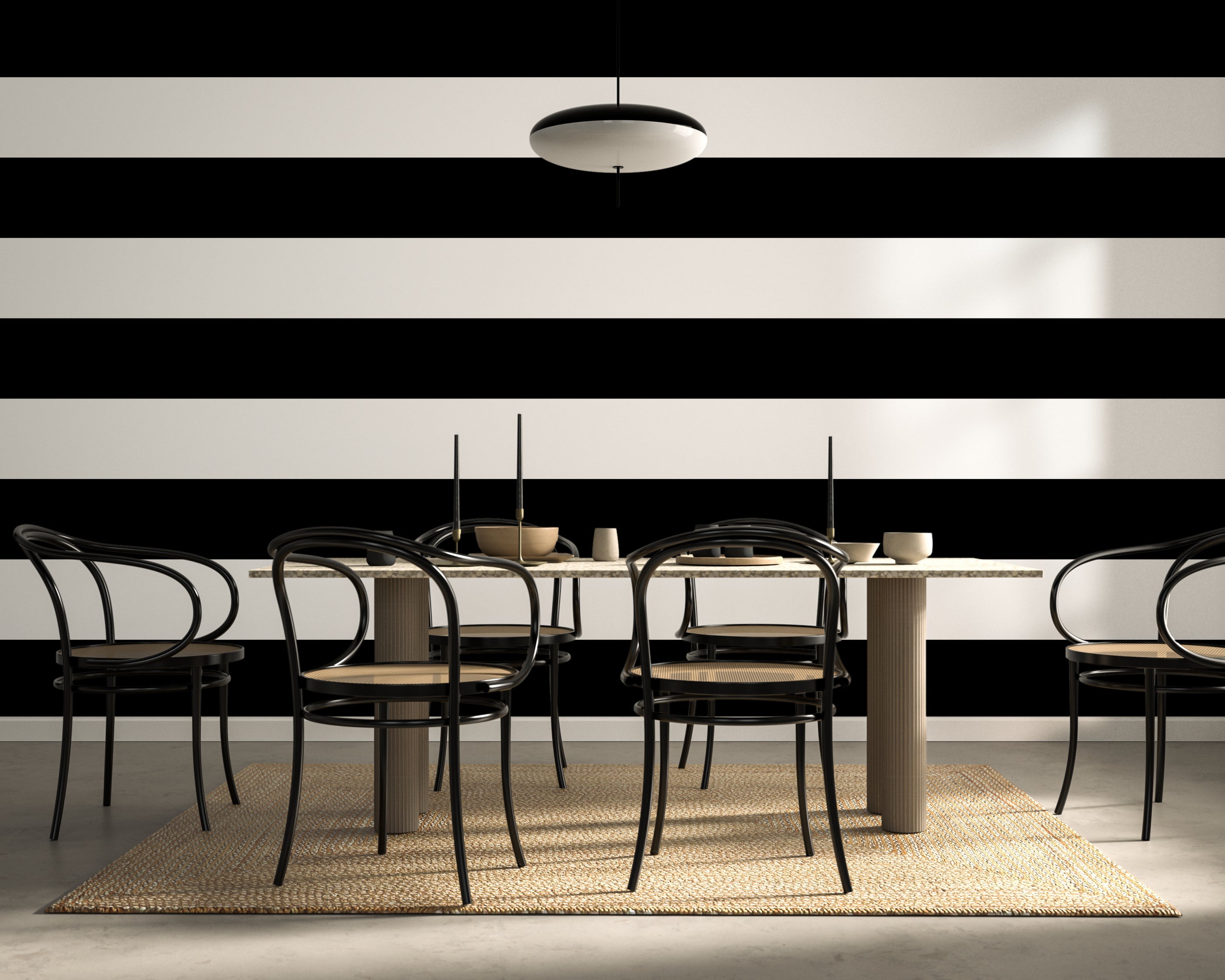 Black & White Horizontal Stripes — Classic Stripes Luxury Wallpaper Mural