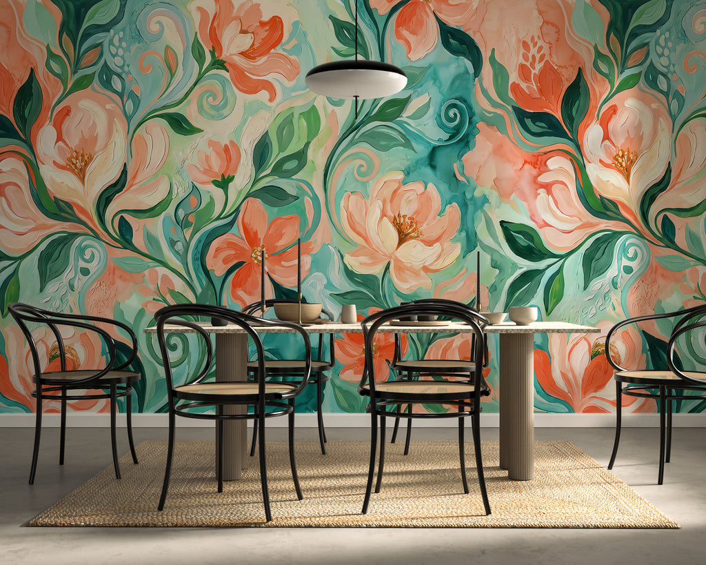 Coral Waltz —  Bold Florals Luxury Wallpaper