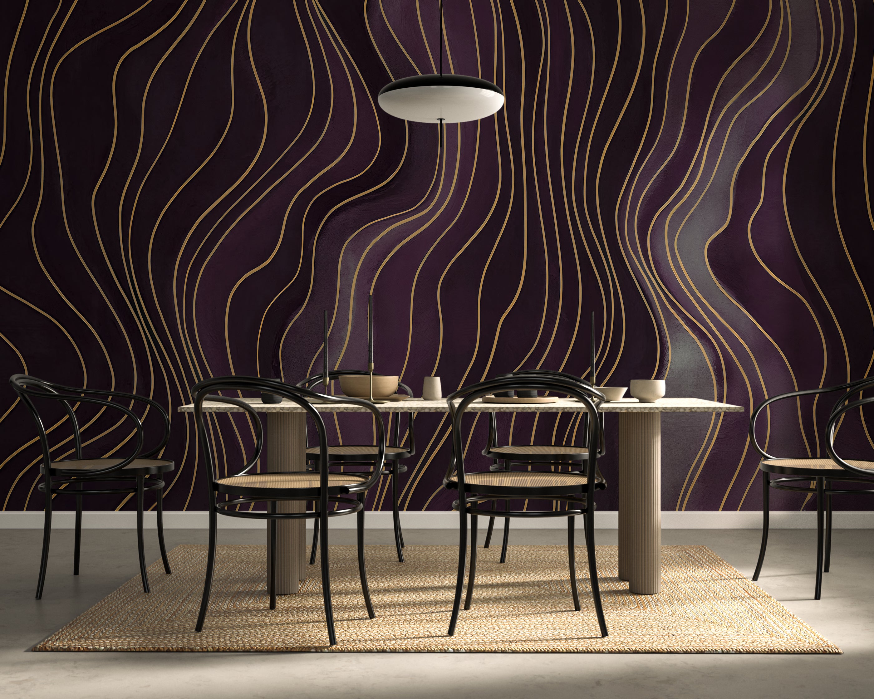 Amethyst Wavy Lines - Abstract Luxury Wallpaper Mural
