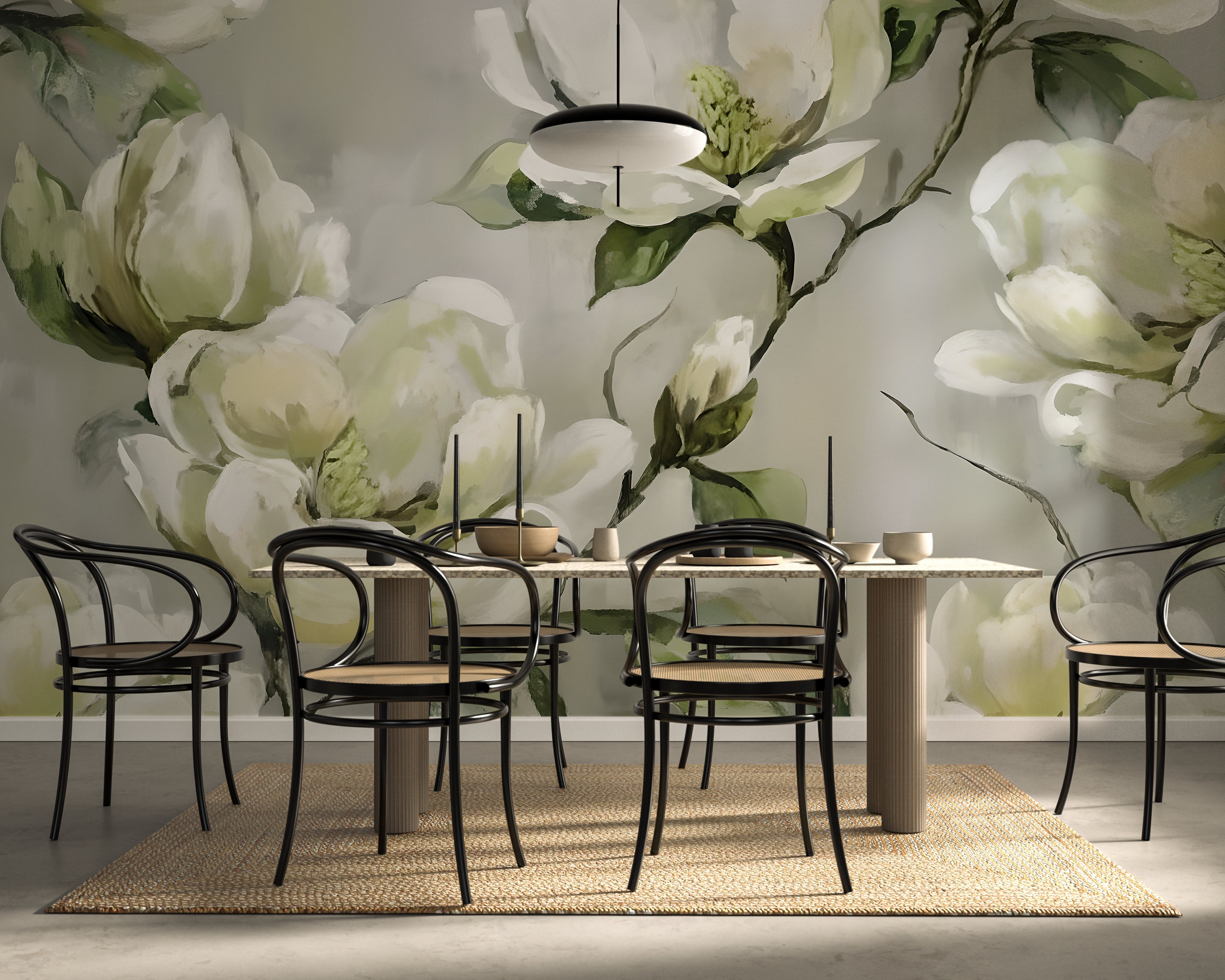 Watercolor Magnolias — Bold Florals Luxury Wallpaper Mural