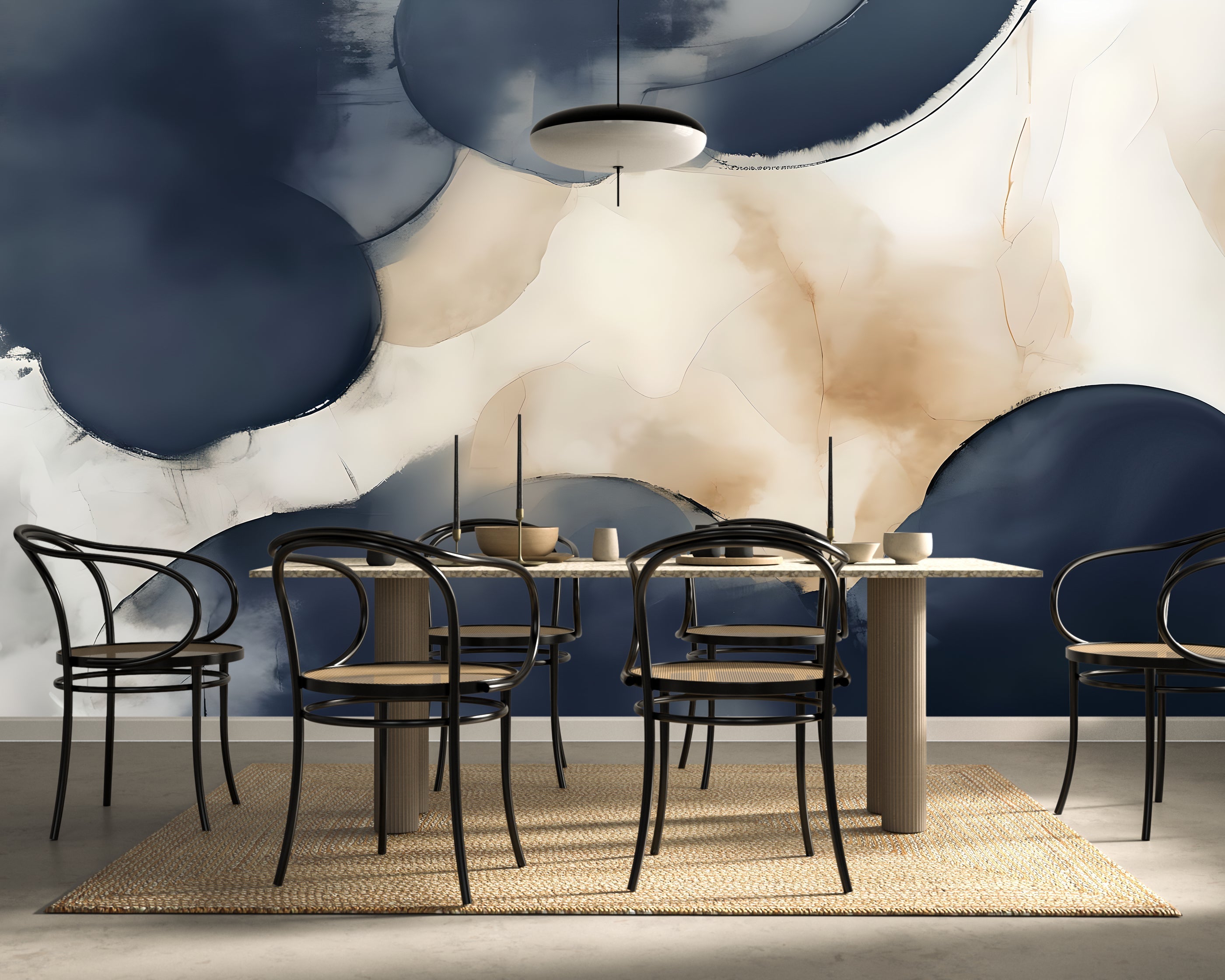 Indigo Drift — Abstract Luxury Wallpaper Mural
