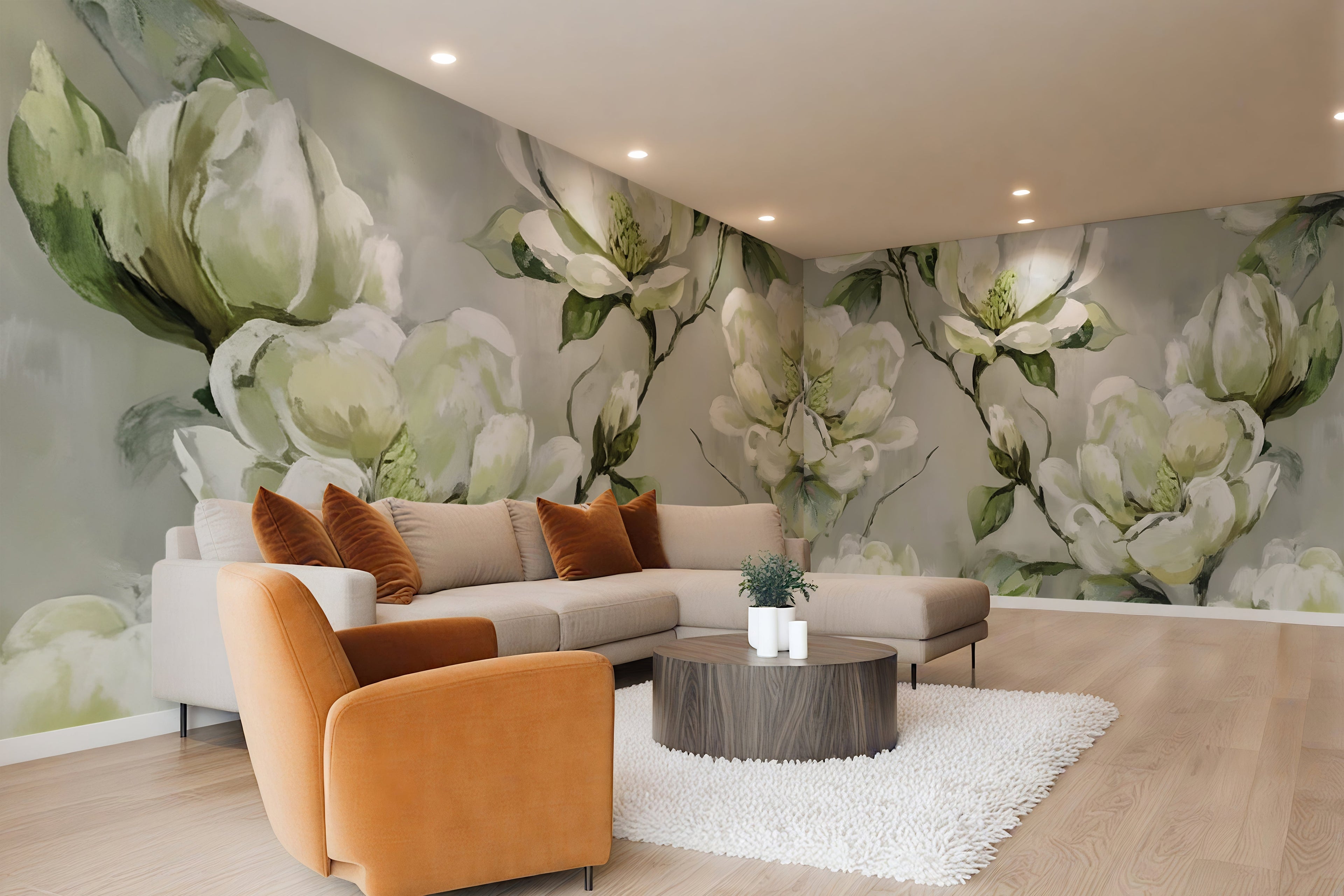 Watercolor Magnolias — Bold Florals Luxury Wallpaper Mural