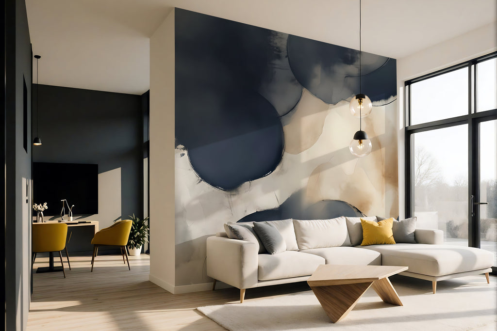 Indigo Drift — Abstract Luxury Wallpaper Mural