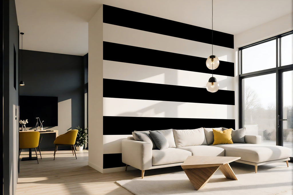 Black & White Horizontal Stripes — Classic Stripes Luxury Wallpaper Mural