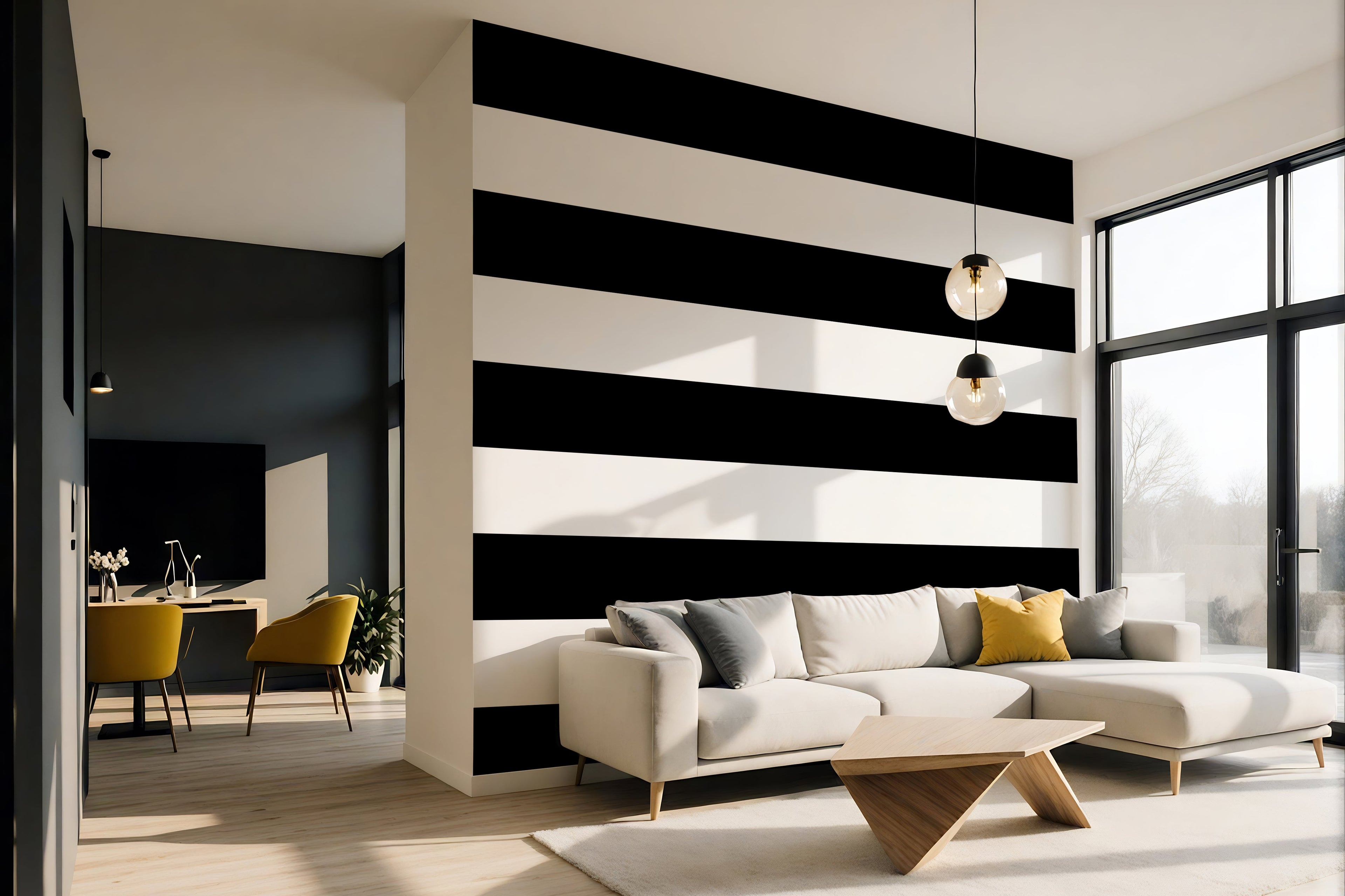 Black & White Horizontal Stripes — Classic Stripes Luxury Wallpaper Mural