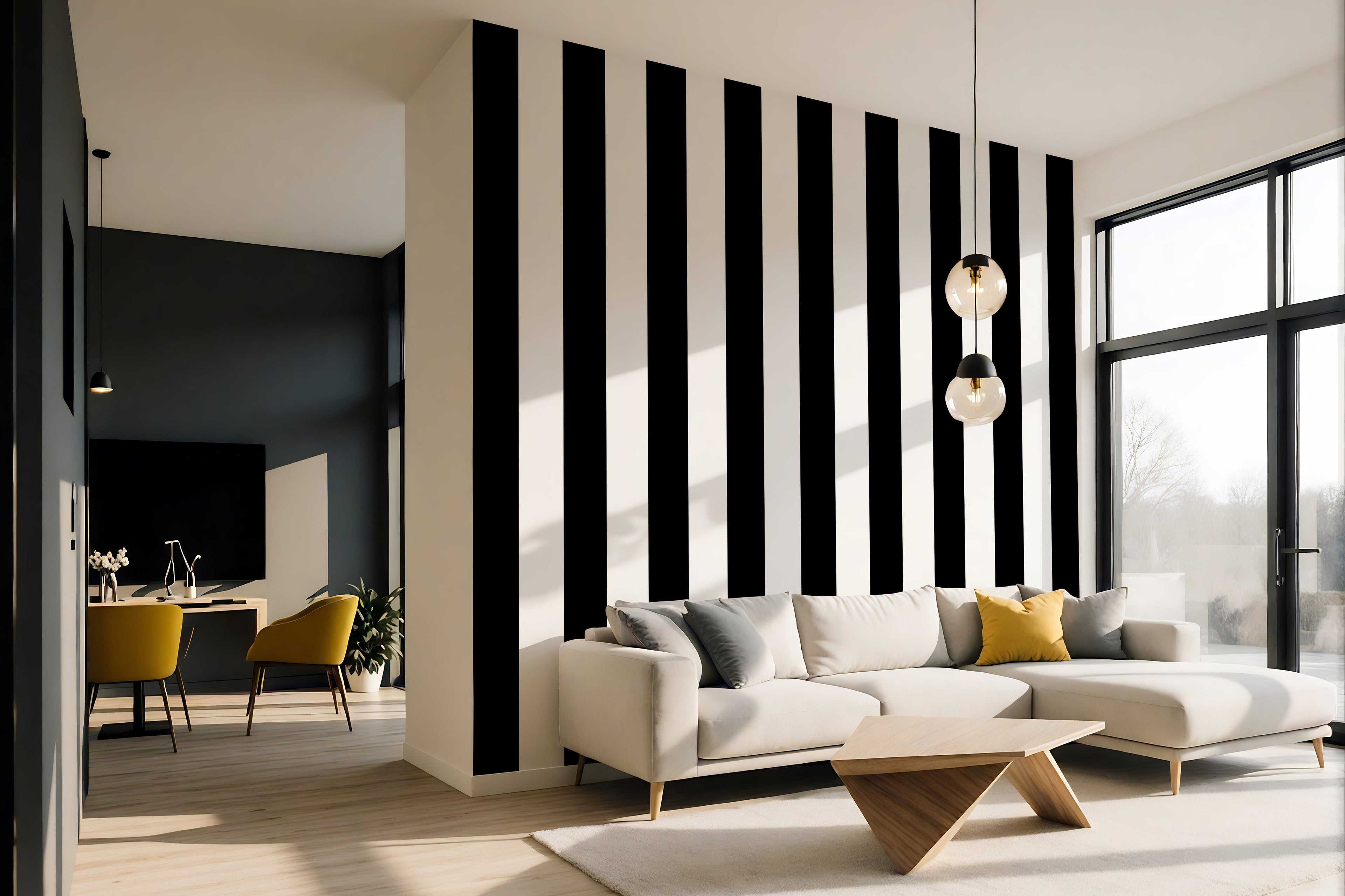 Black & White Horizontal Stripes — Classic Stripes Luxury Wallpaper Mural