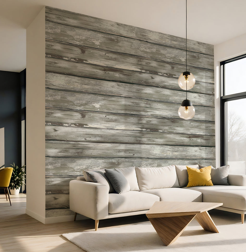 Weathered Wooden Plank  —  Rustic Farmhouse Luxury Wallpaper Mural
