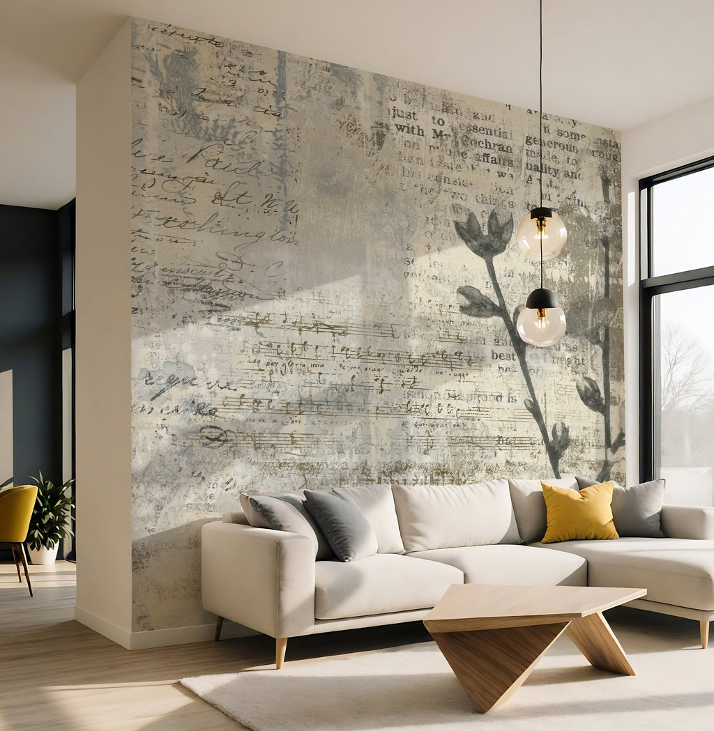Archival Bloom  —  Rustic Farmhouse Wallpaper Mural