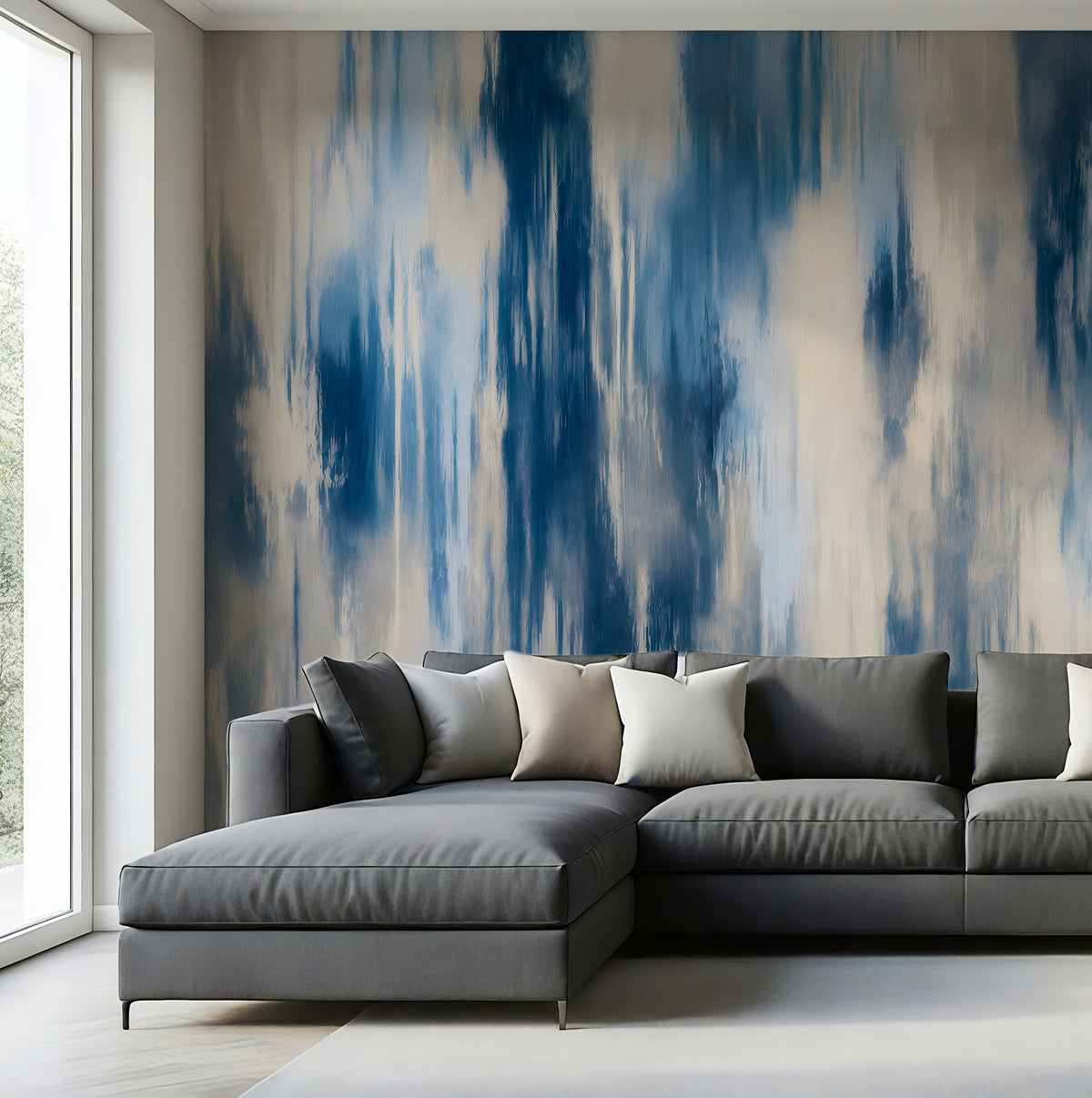 Bold Washed Ikat - Abstract Luxury Wallpaper Murals