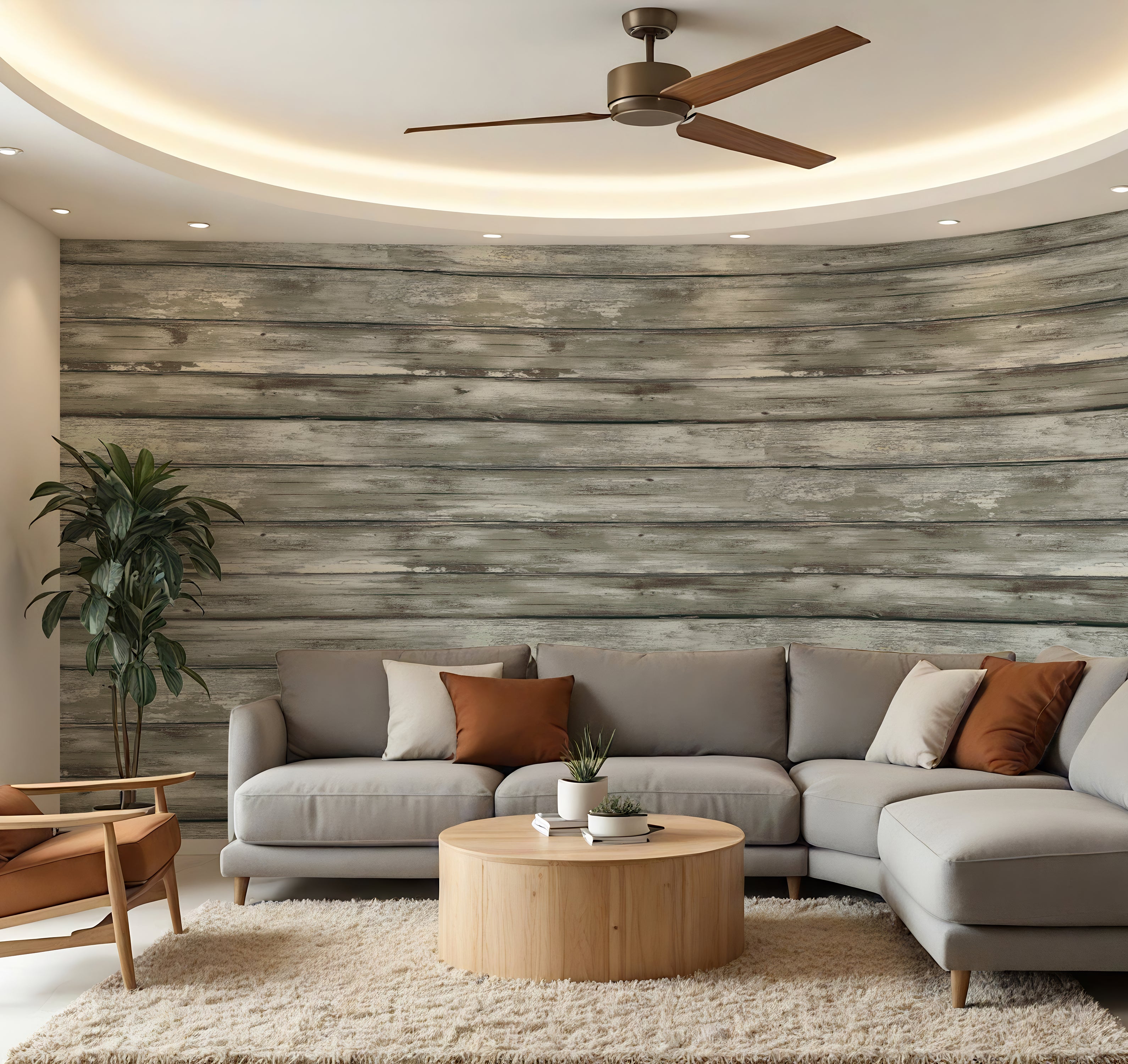 Weathered Wooden Plank  —  Rustic Farmhouse Luxury Wallpaper Mural