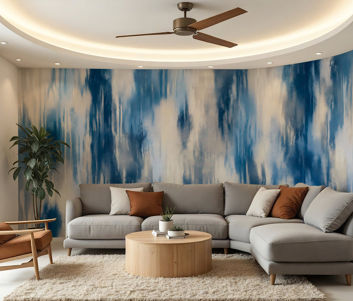 Bold Washed Ikat - Abstract Luxury Wallpaper Murals