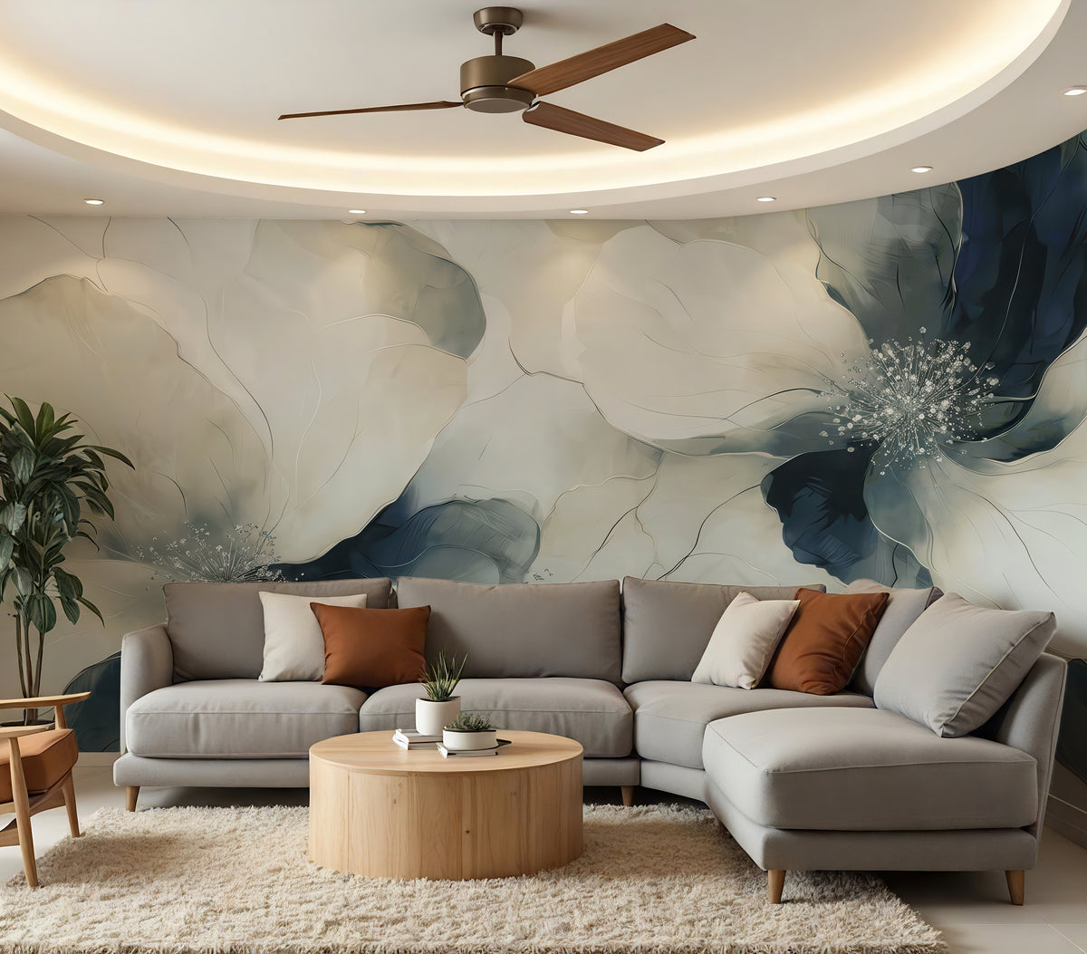 Blue Blooms - Bold Floral Luxury Wallpaper Murals