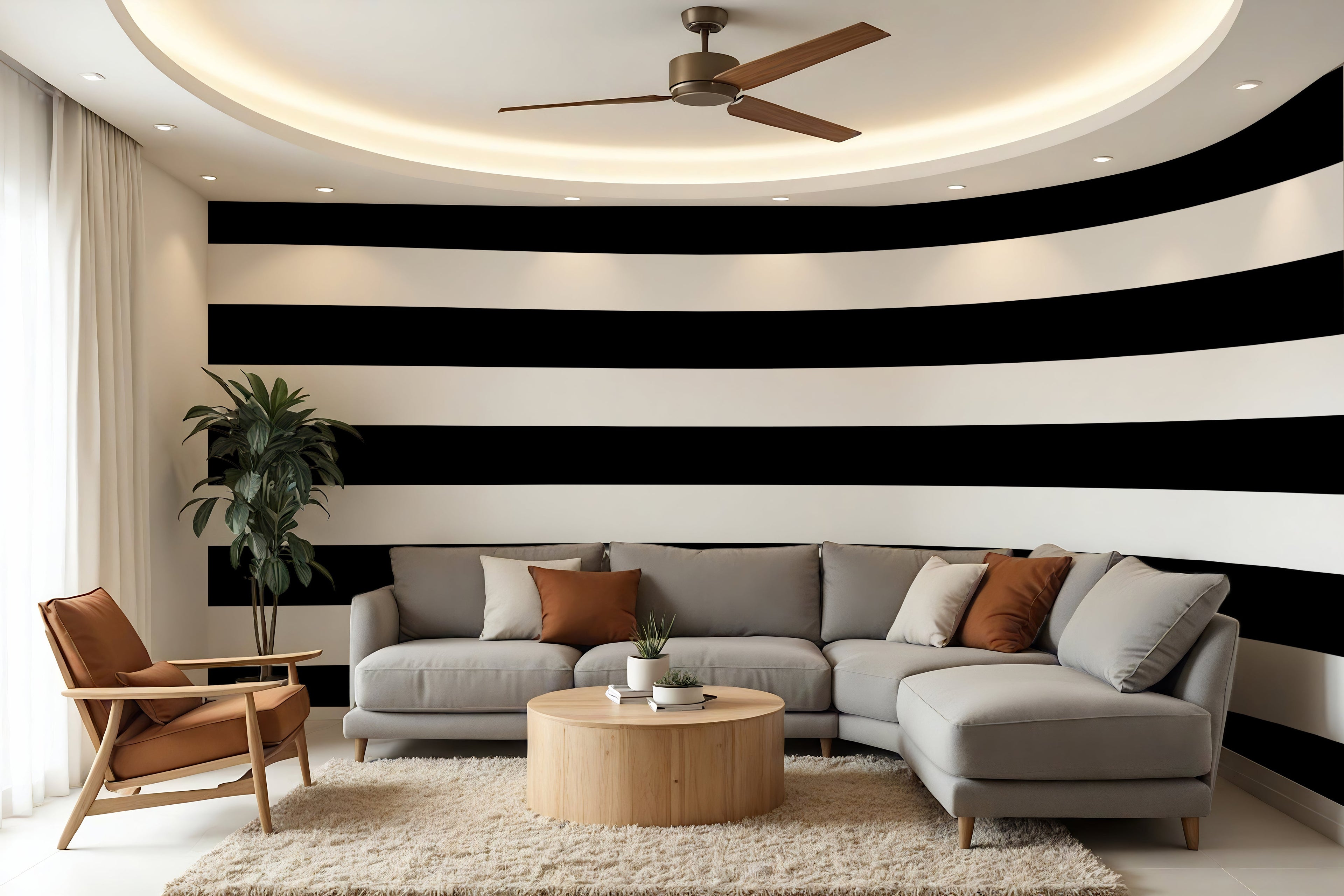 Black & White Horizontal Stripes — Classic Stripes Luxury Wallpaper Mural