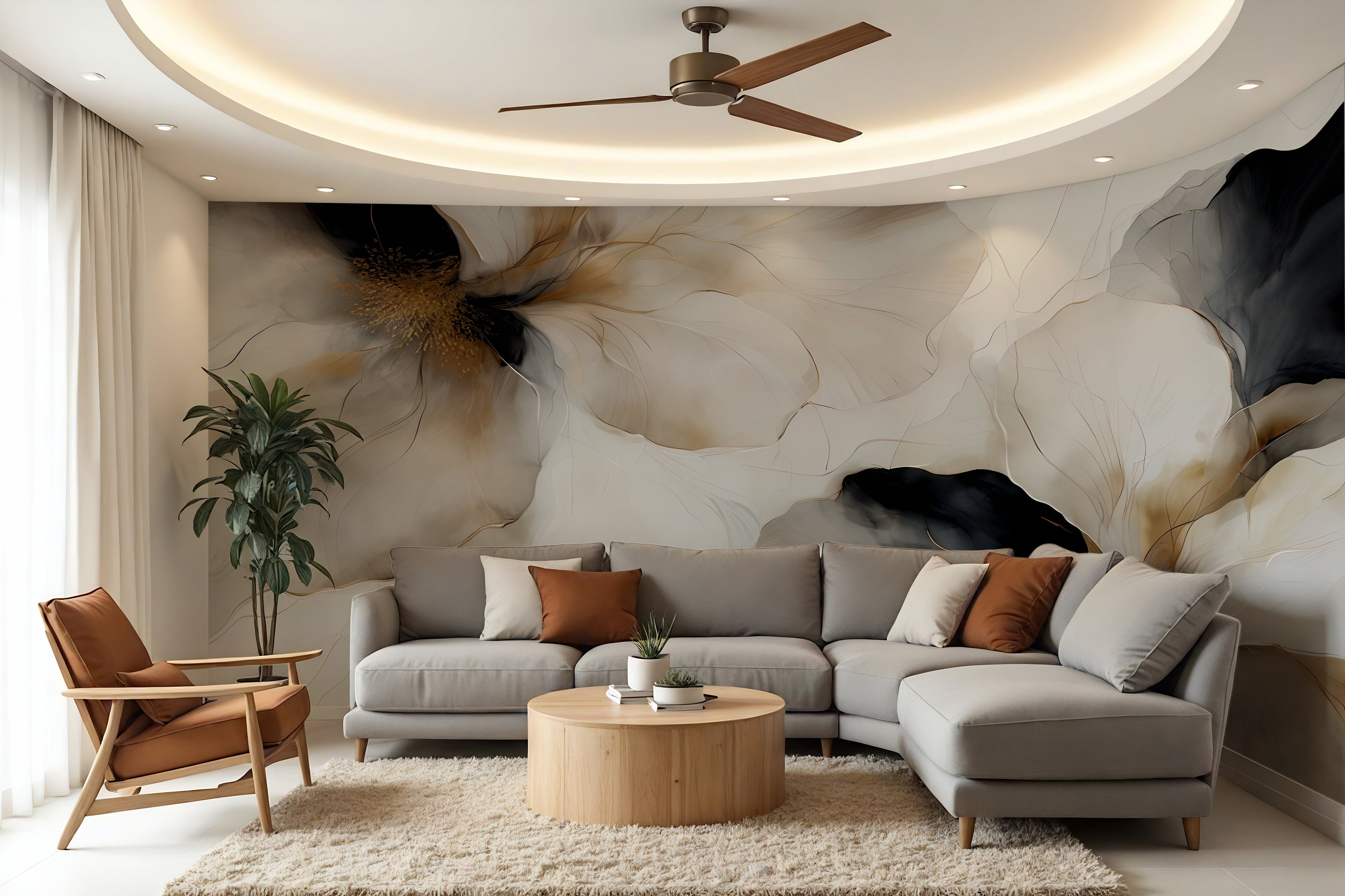 Midnight Bloom I — Bold Florals Luxury Wallpaper Mural