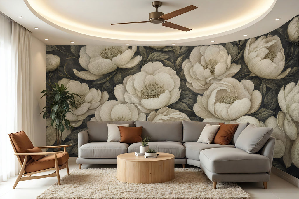 Sage Noir — Bold Florals Luxury Wallpaper Mural