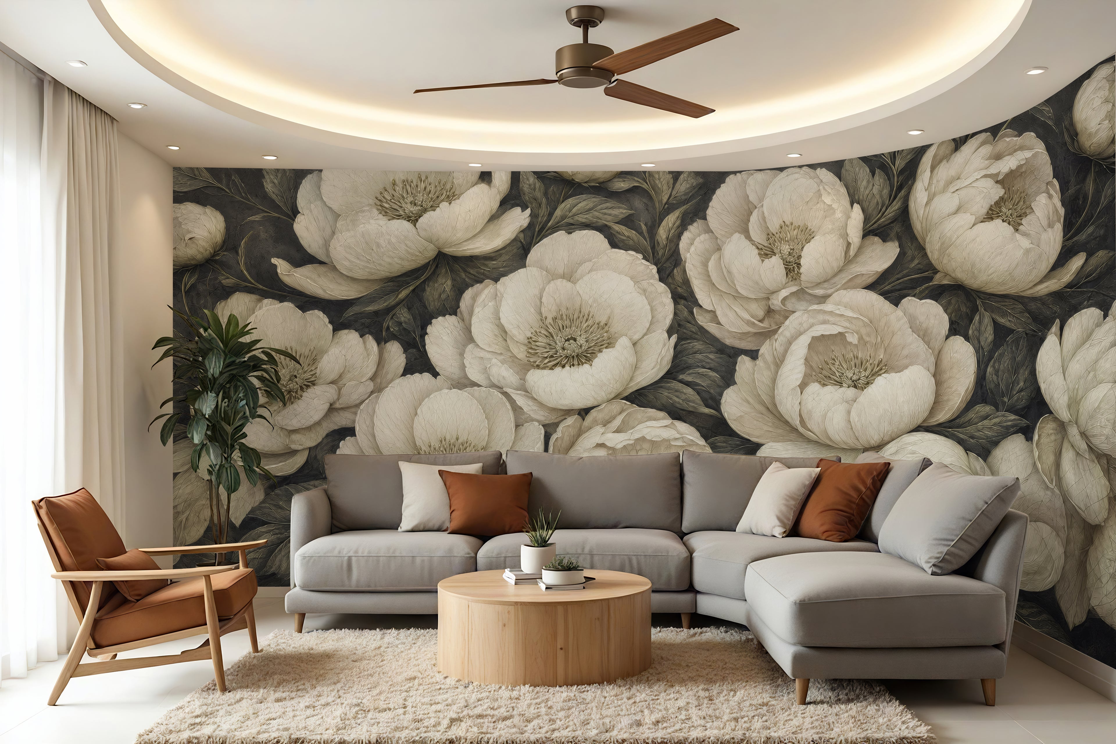 Sage Noir — Bold Florals Luxury Wallpaper Mural
