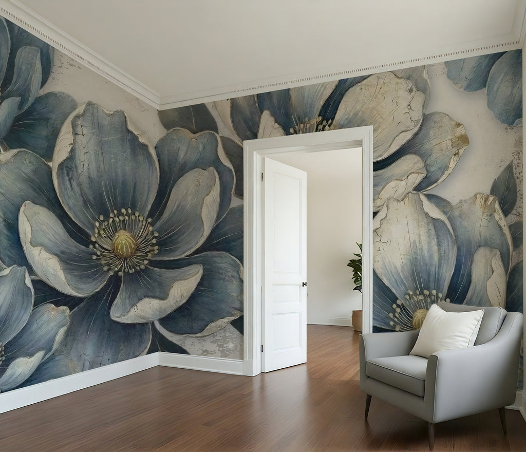 Indigo Bloom — Bold Florals Luxury Wallpaper Mural