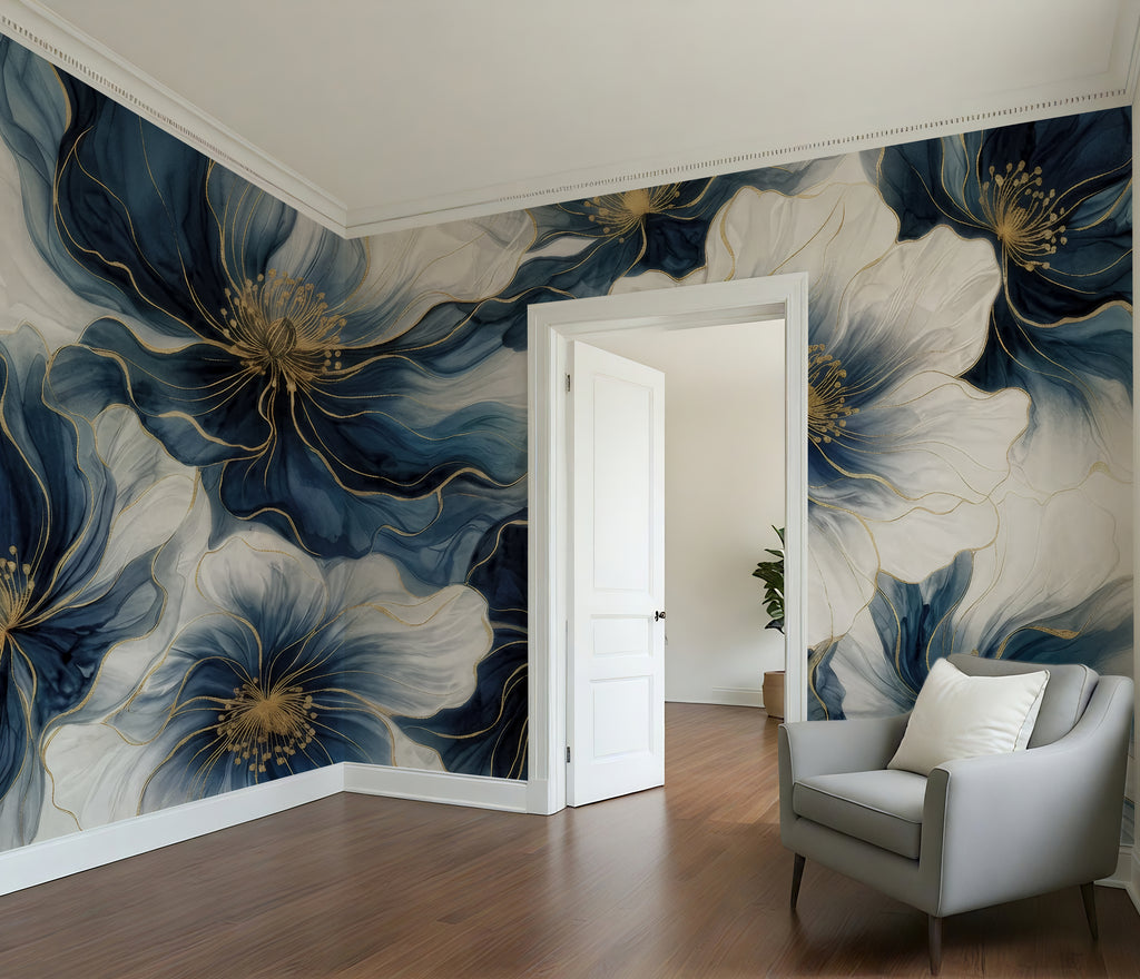 Midnight Bloom — Bold Florals Luxury Wallpaper Mural
