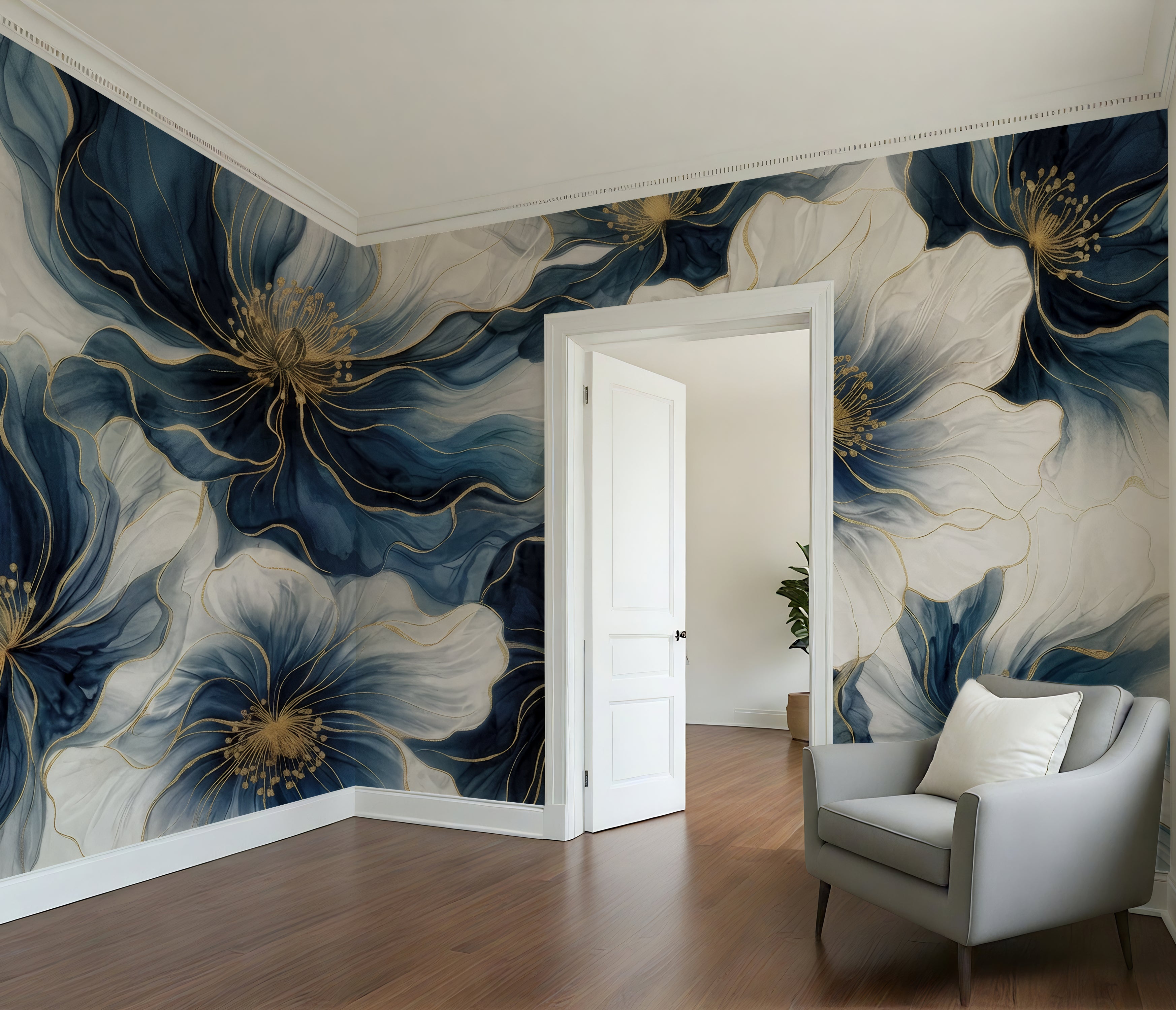 Midnight Bloom — Bold Florals Luxury Wallpaper Mural