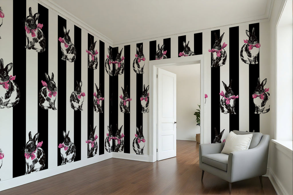 Bunnies & Stripes — Classic Stripes Luxury Wallpaper Mural