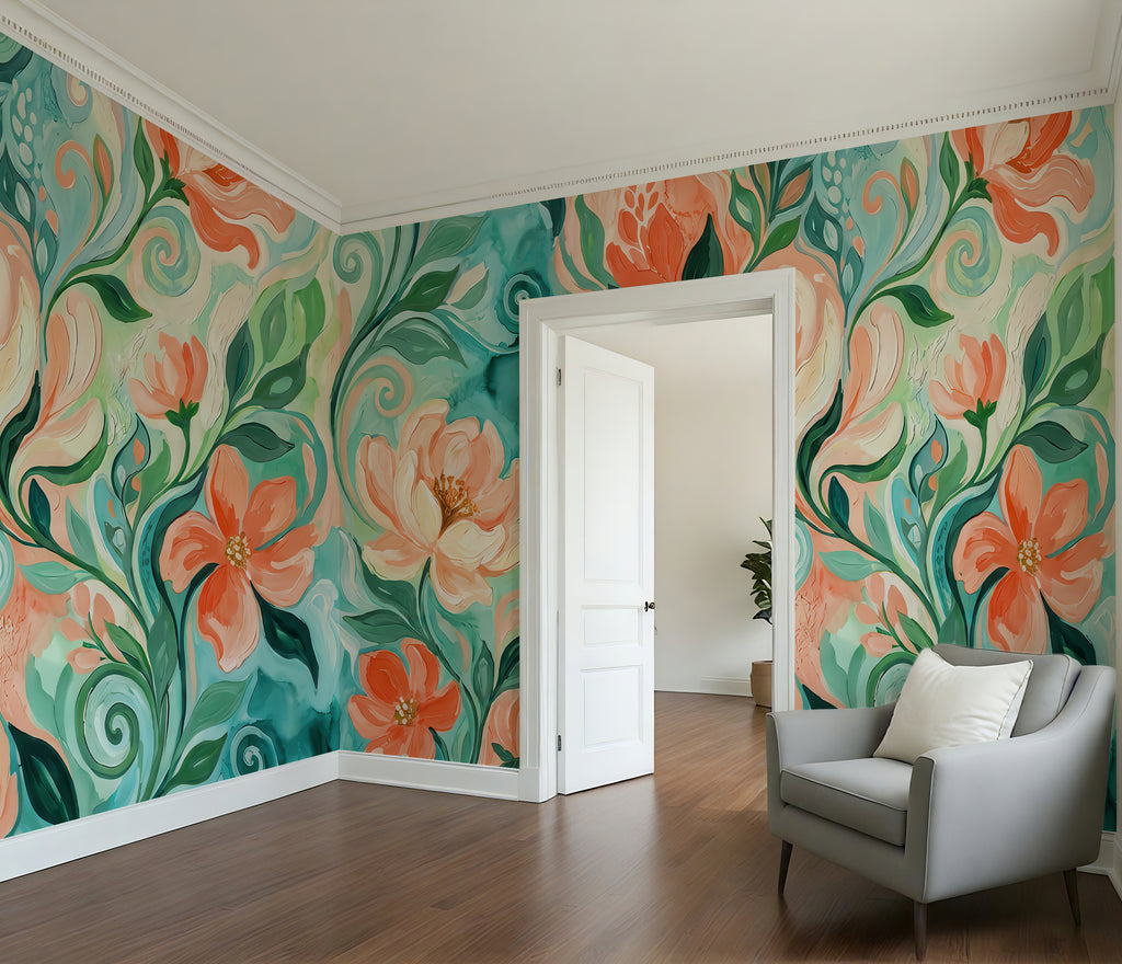 Coral Waltz —  Bold Florals Luxury Wallpaper