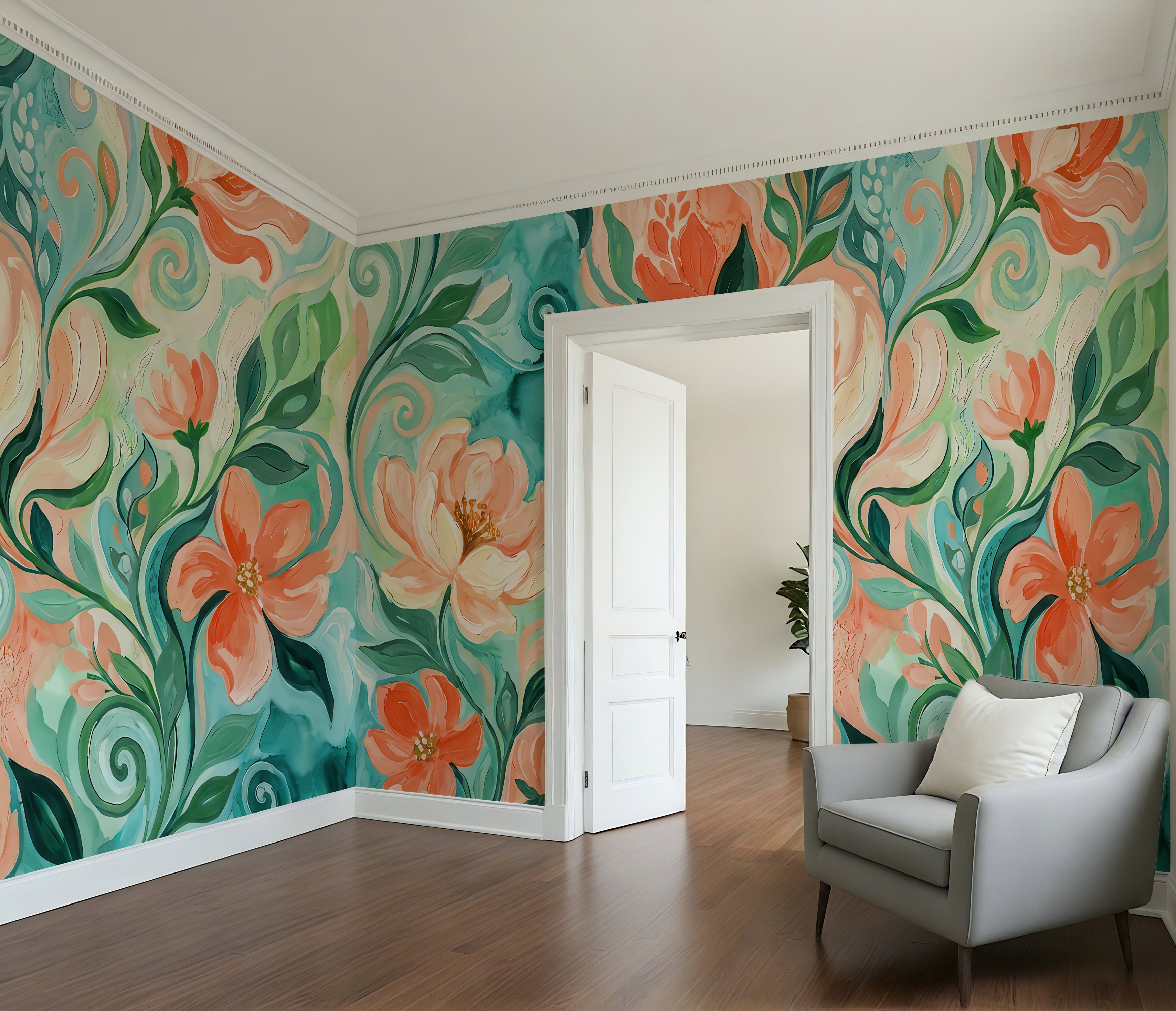 Coral Waltz —  Bold Florals Luxury Wallpaper