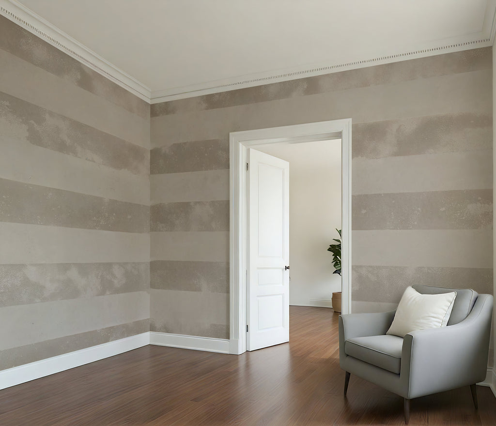 Horizontal Stripes in Toast - Classic Stripes Luxury Wallpaper Mural